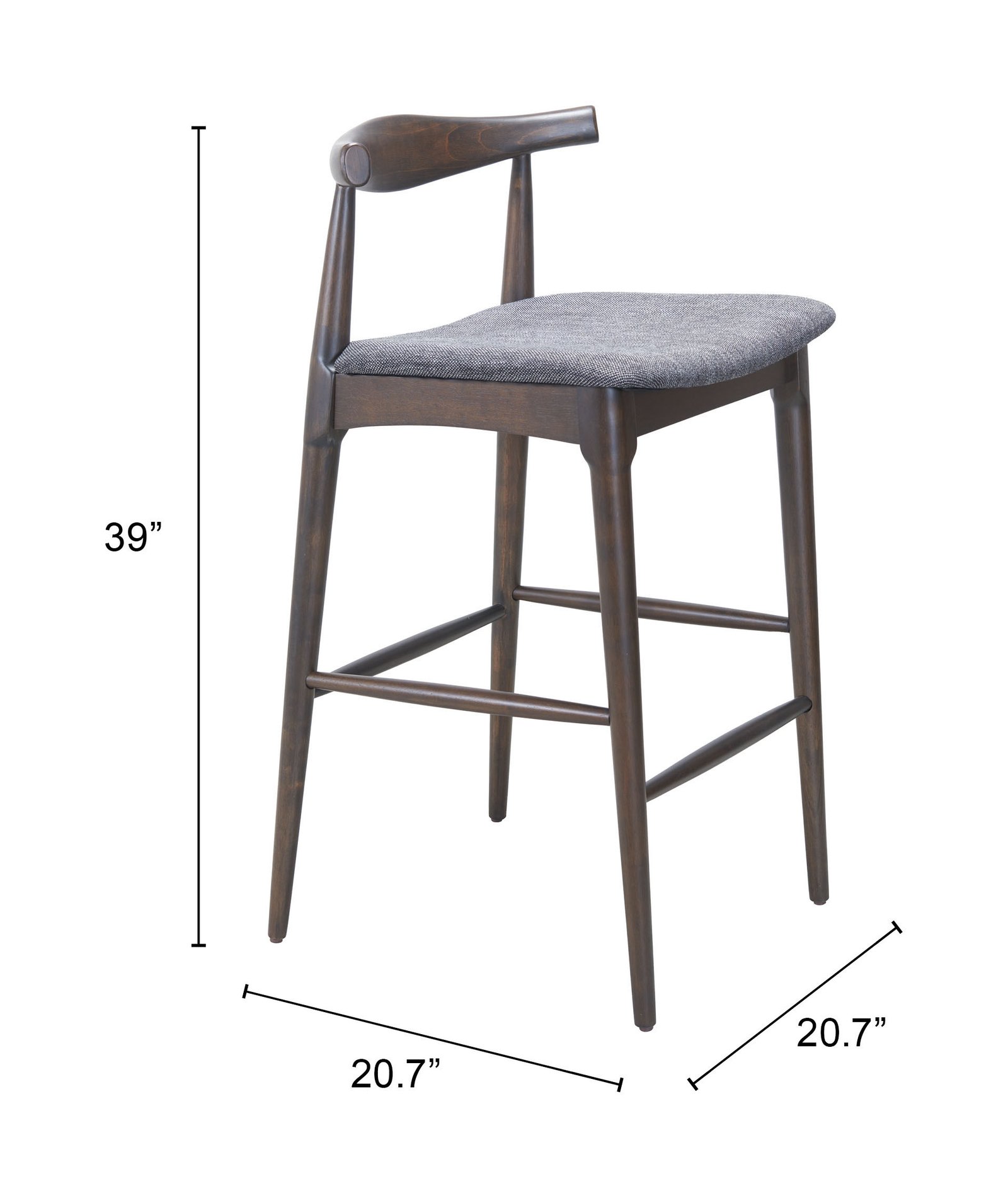 Tuzka Barstool (Set of 2) Gray & Espresso - Image 8