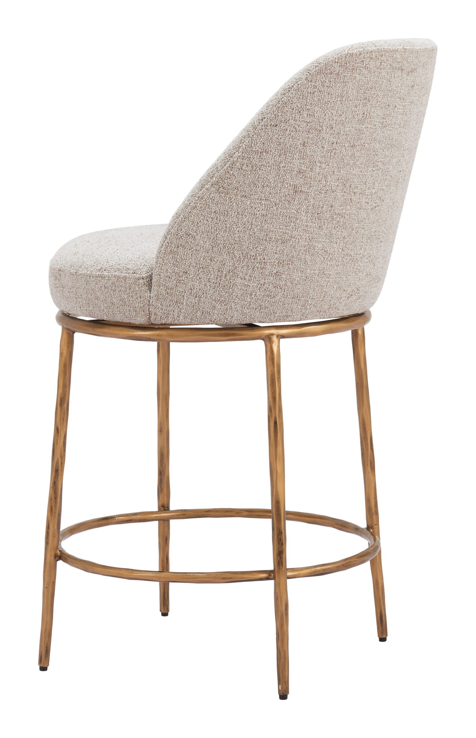 Nordhavn Swivel Counter Stool Beige & Gold - Image 6