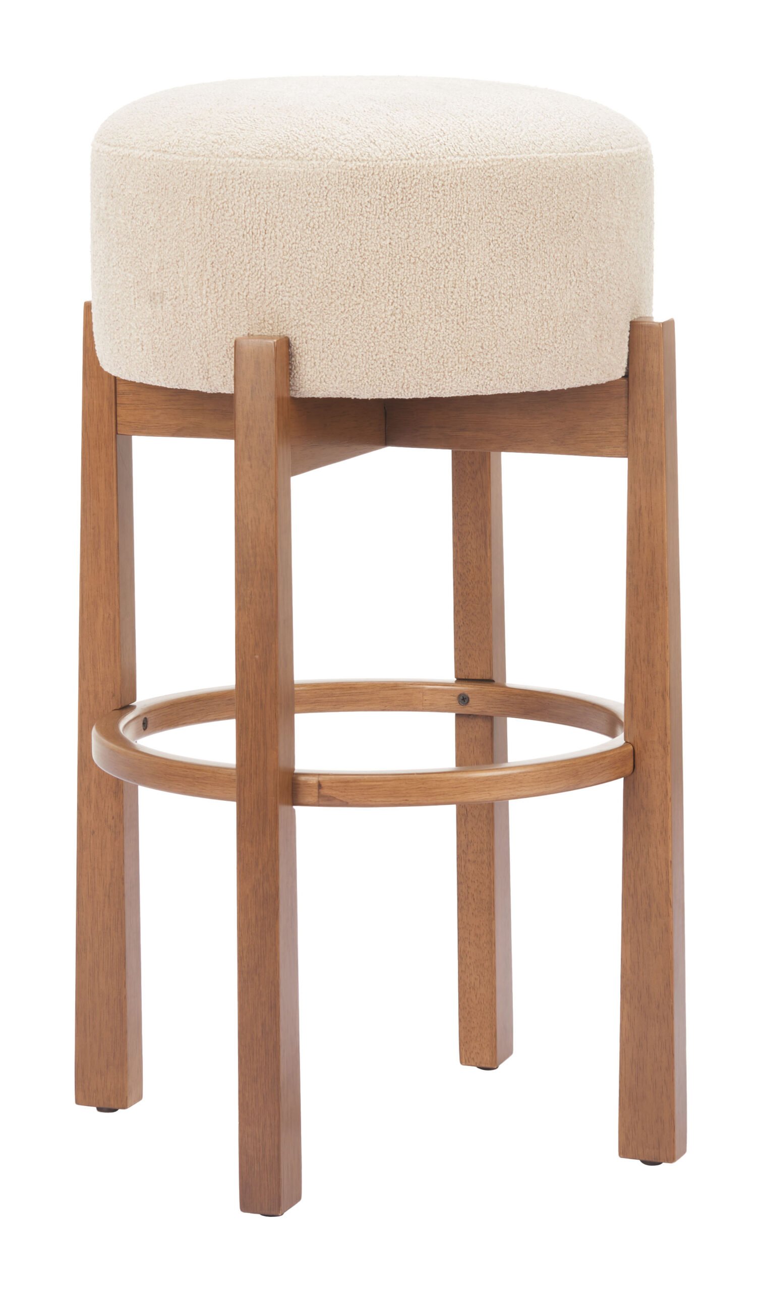 Nade Barstool (Set of 2) Beige & Walnut