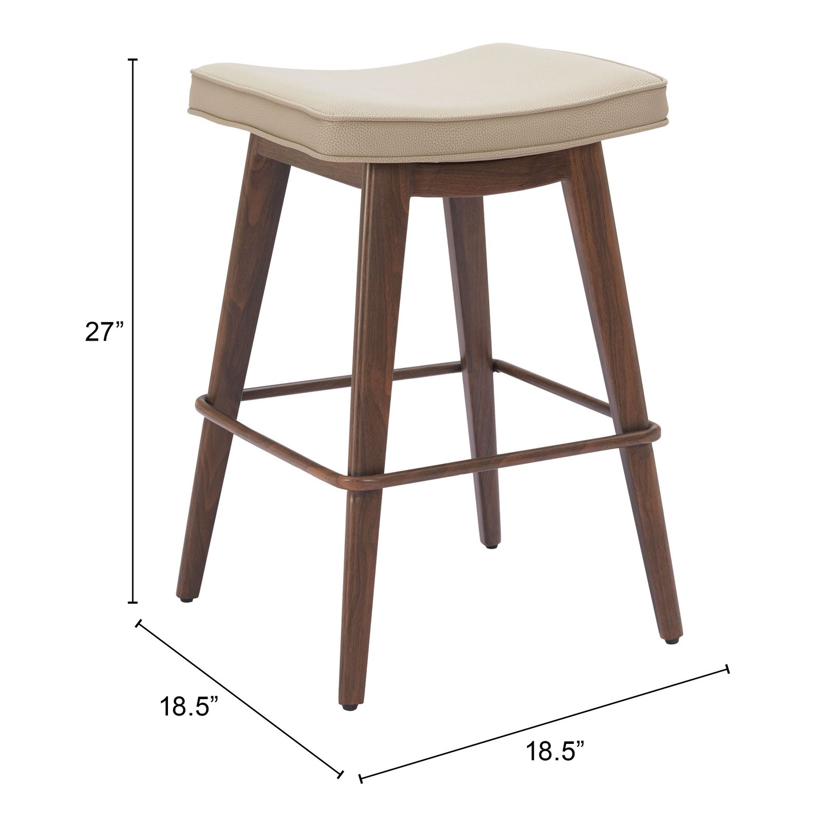 Divat Counter Stool (Set of 2) Beige & Walnut - Image 6