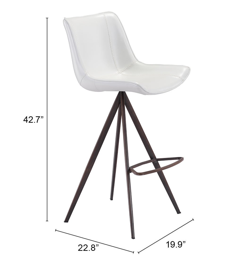 Aki Barstool (Set of 2) White & Walnut - Image 9