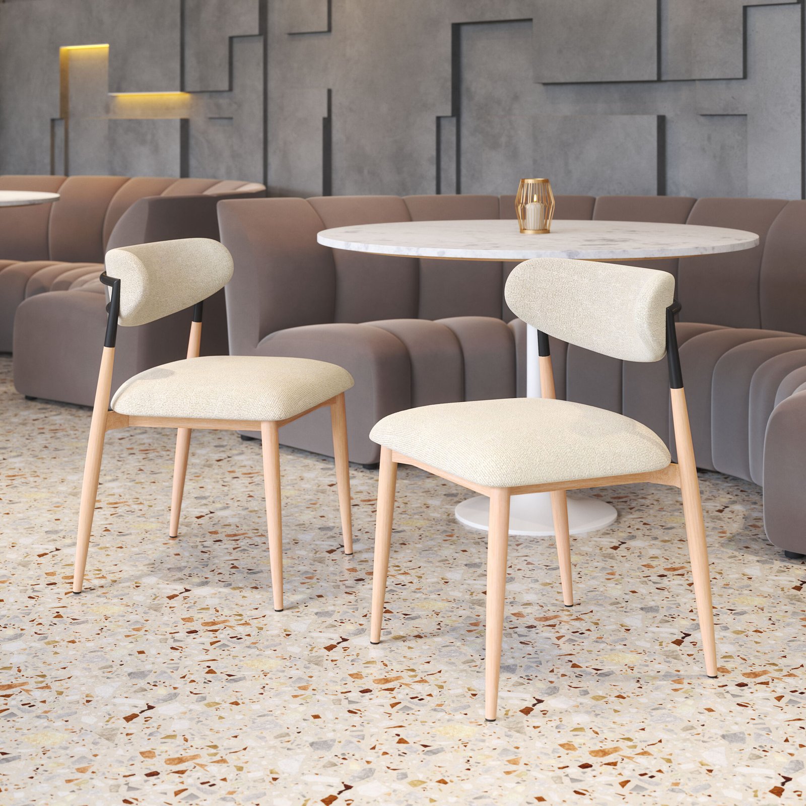 Equinox Armless Dining Chair (Set of 2) Oyster Gray & Natural - Image 2