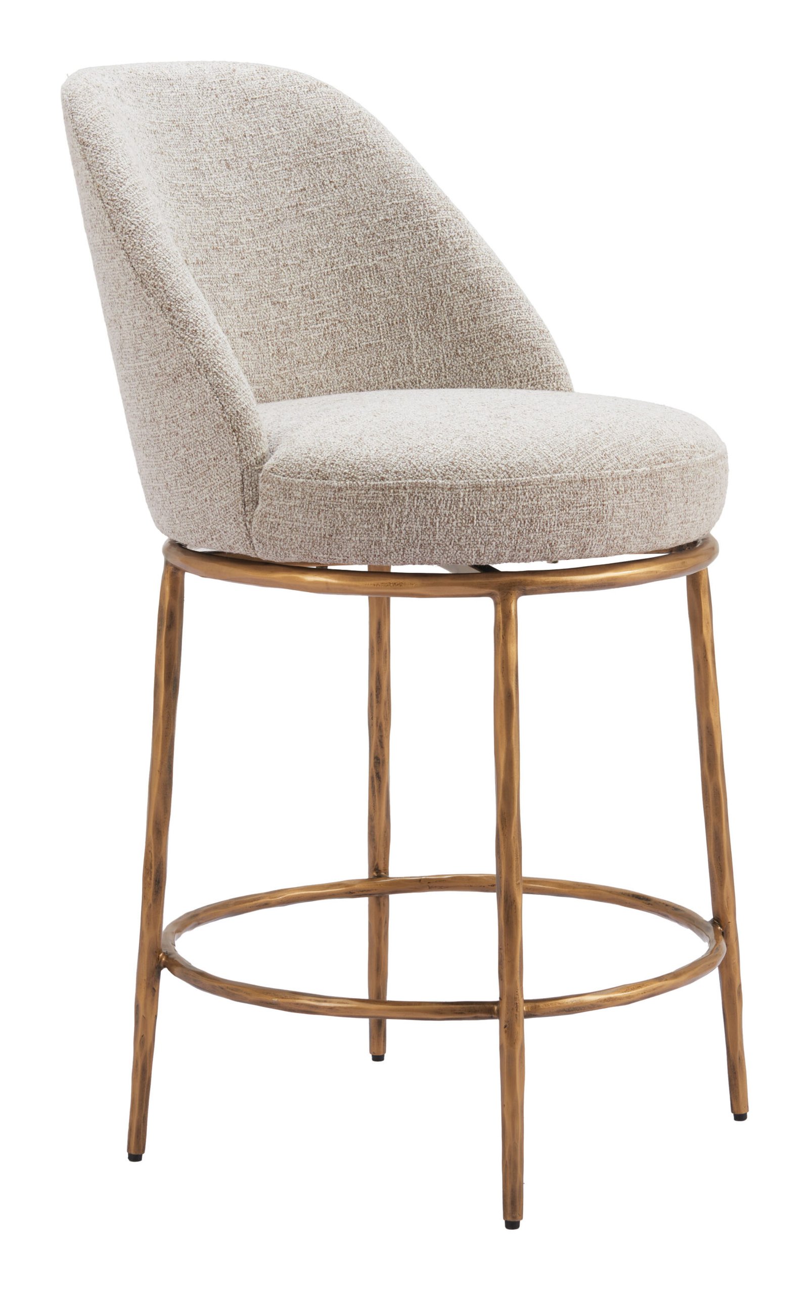 Nordhavn Swivel Counter Stool Beige & Gold - Image 2
