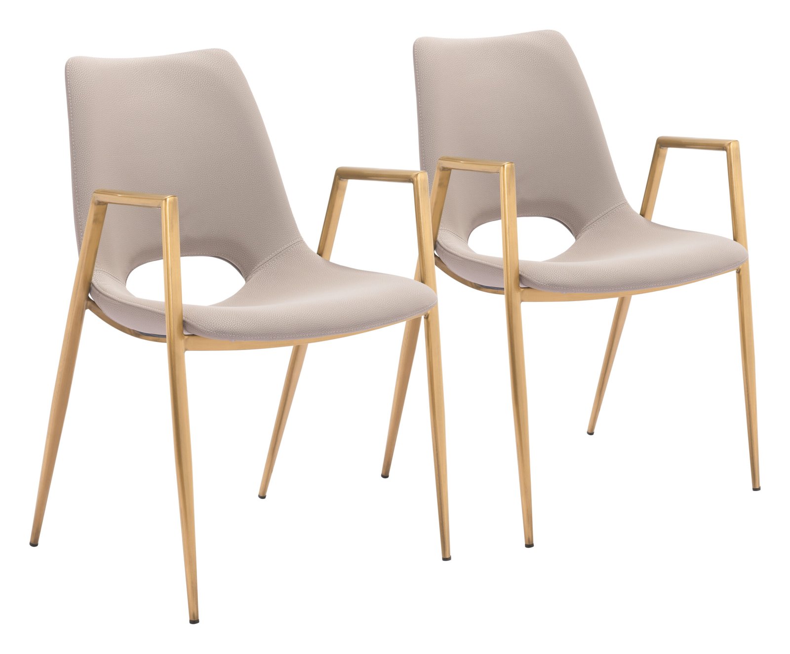 Desi Dining Chair (Set of 2) Beige & Gold - Image 11