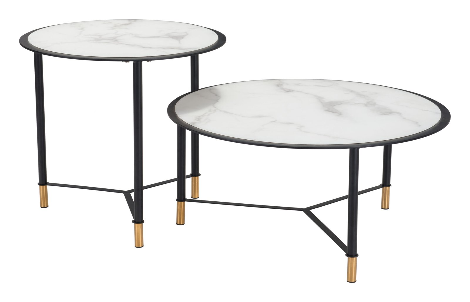 Davis Coffee Table Set (2-Piece) White & Black - Image 6
