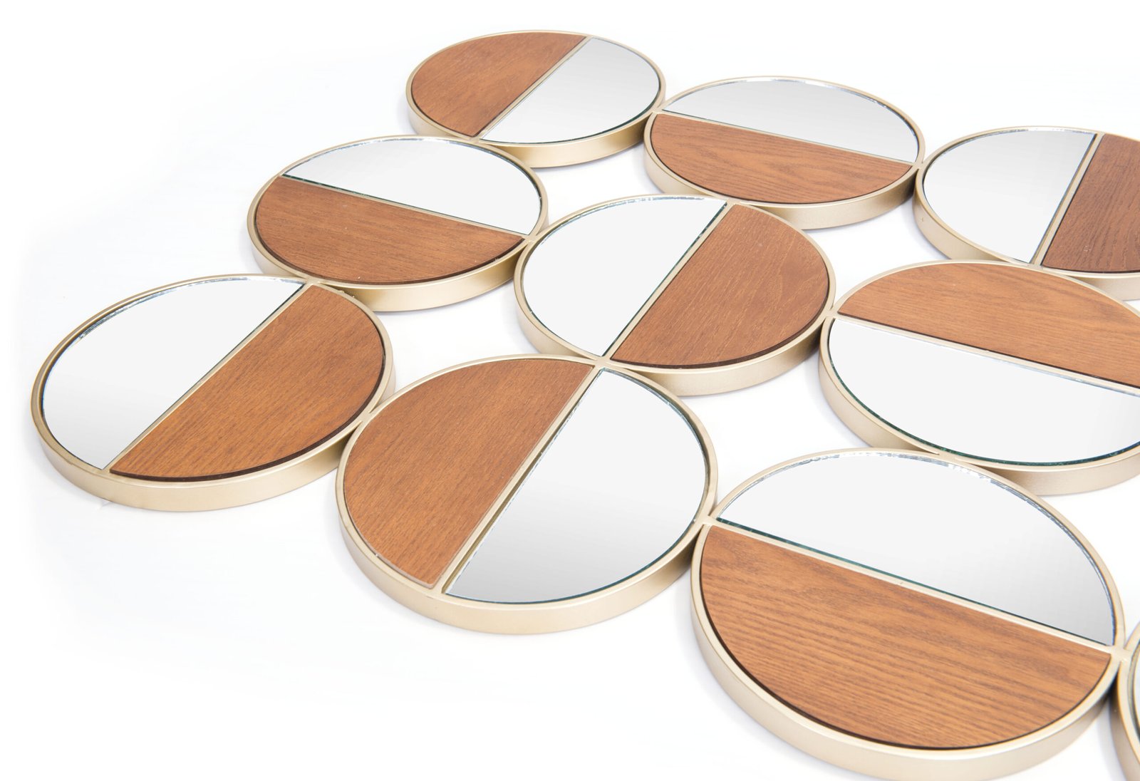 Cycle Round Mirror Gold & Walnut - Image 5