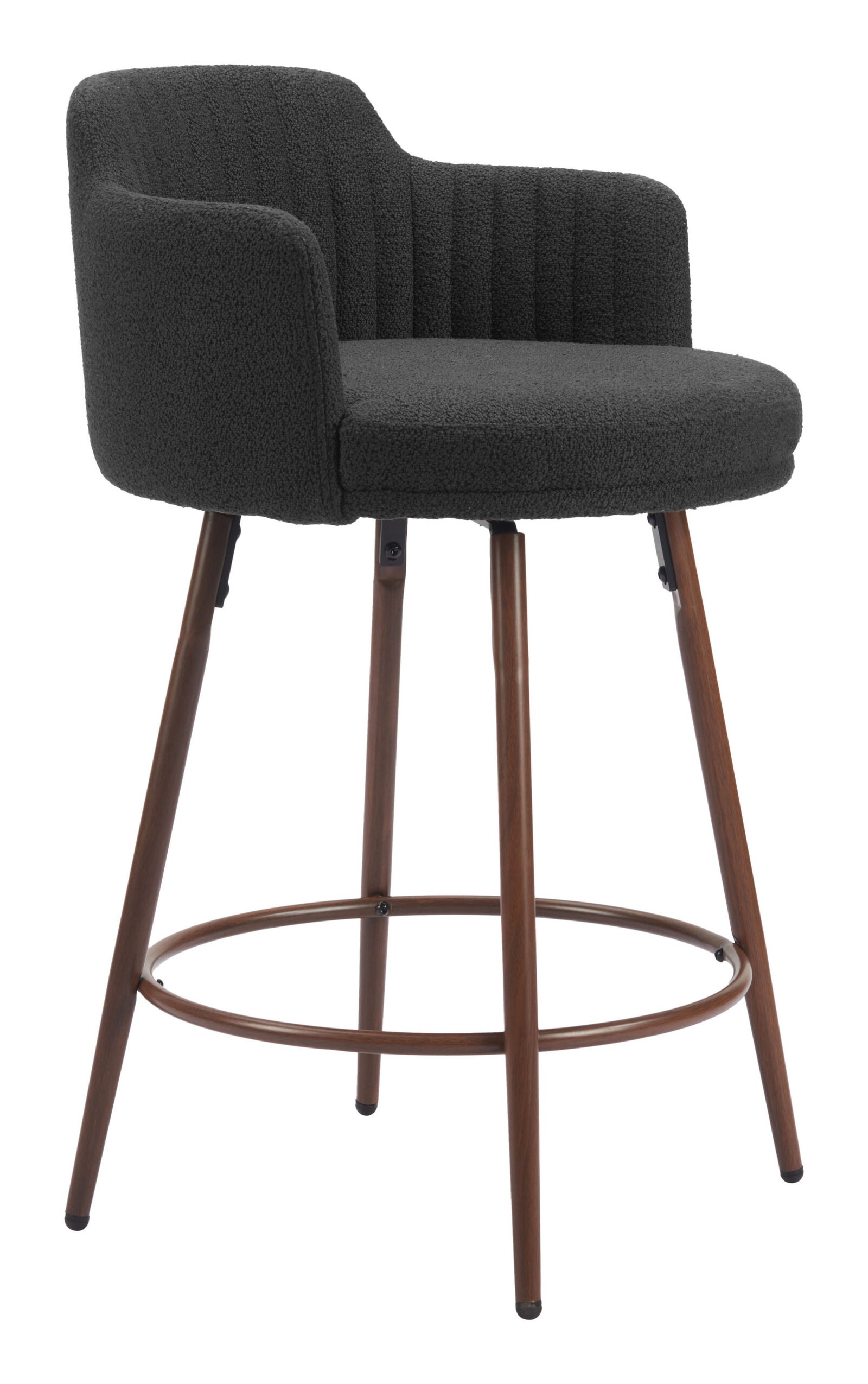 Kono Swivel Counter Stool (Set of 2) Black & Walnut - Image 6