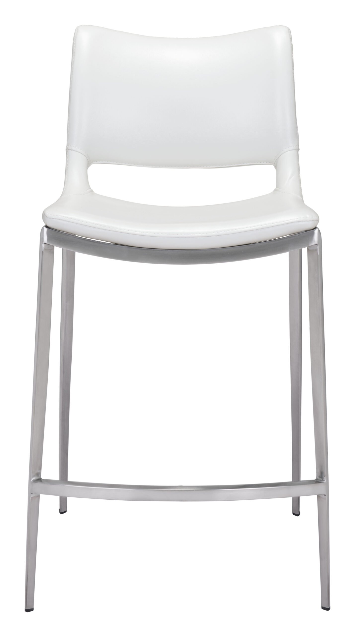 Ace Counter Stool (Set of 2) White & Silver - Image 4