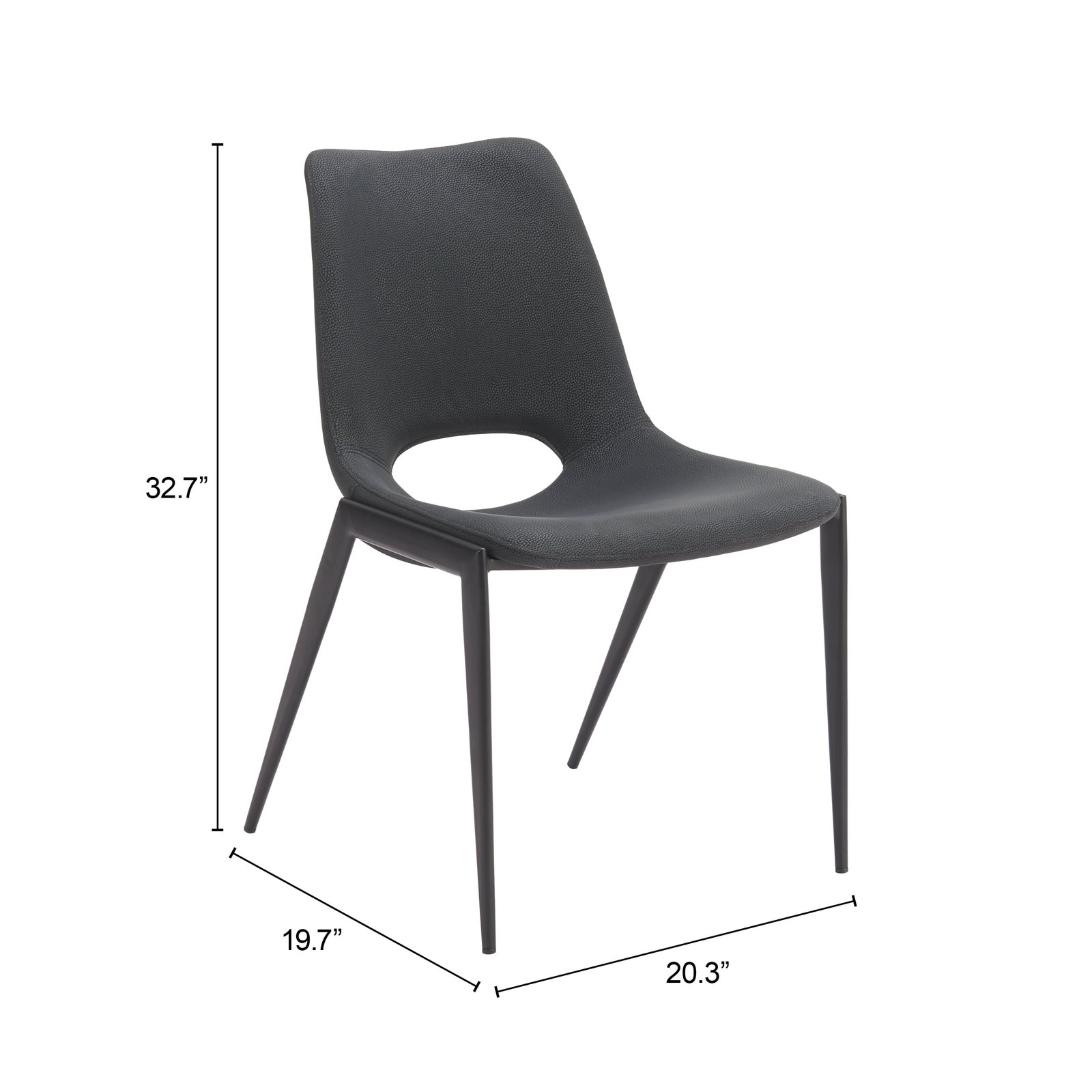 Desi Armless Dining Chair (Set of 2) Black - Image 8