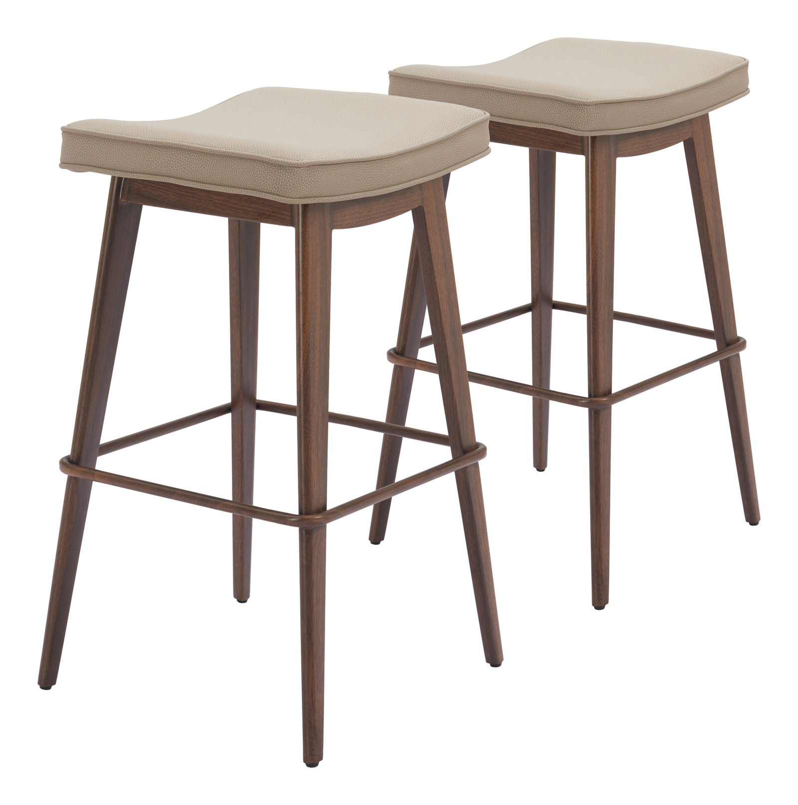 Divat Counter Stool (Set of 2) Beige & Walnut - Image 7