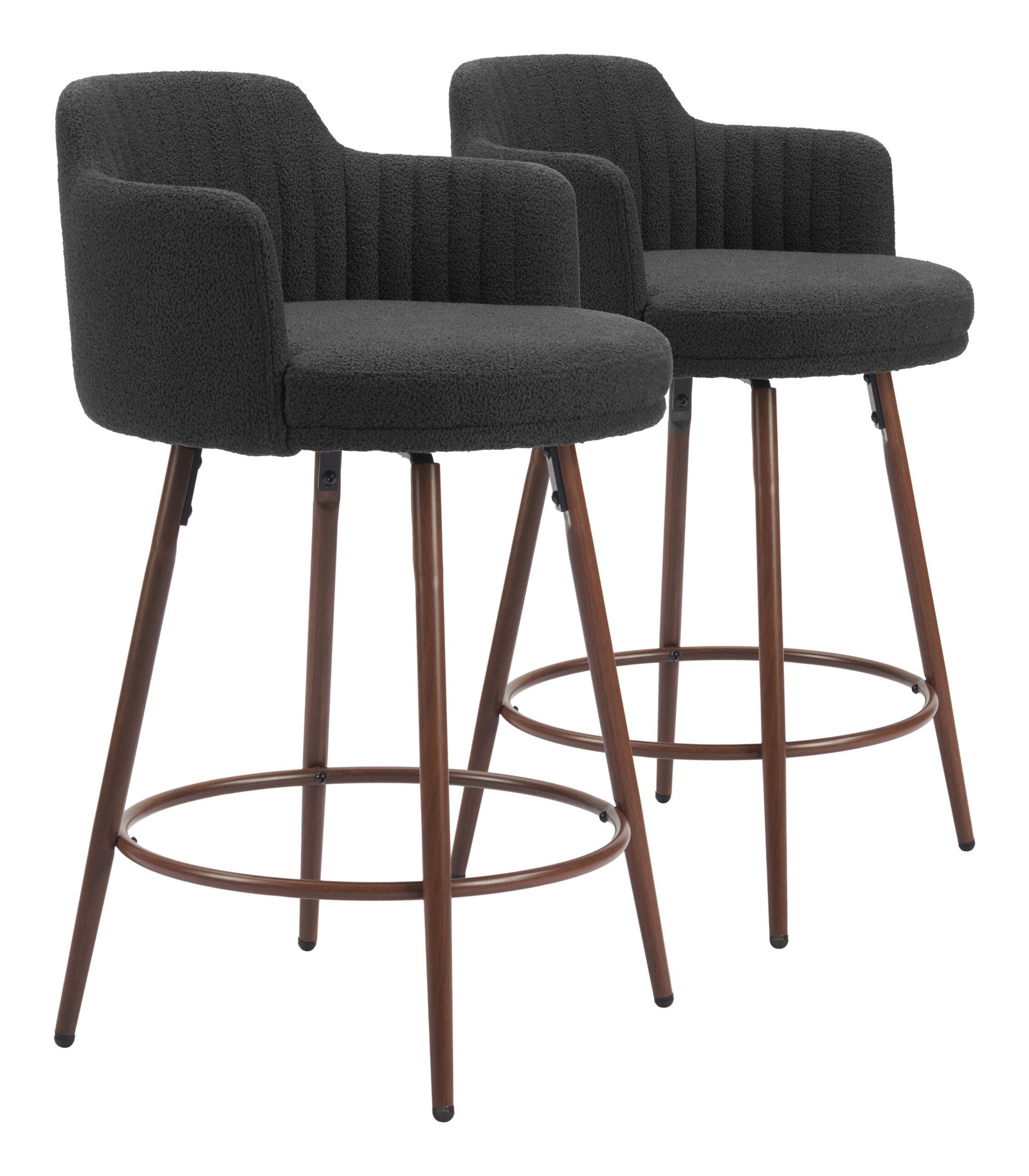 Kono Swivel Counter Stool (Set of 2) Black & Walnut - Image 9