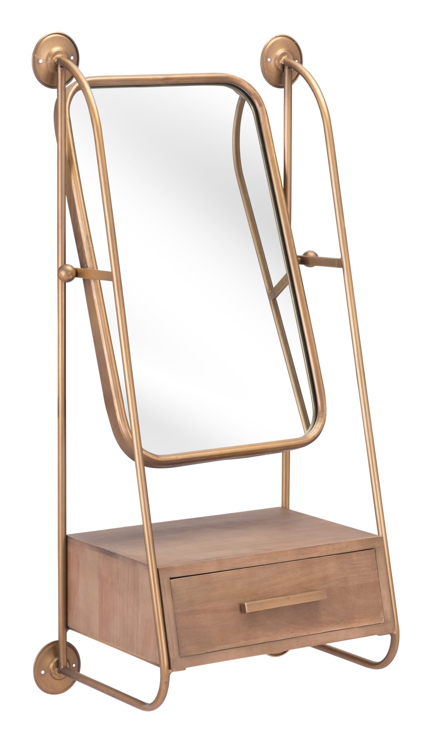 Peralta Mirror Shelf Brass & Brown - Image 6