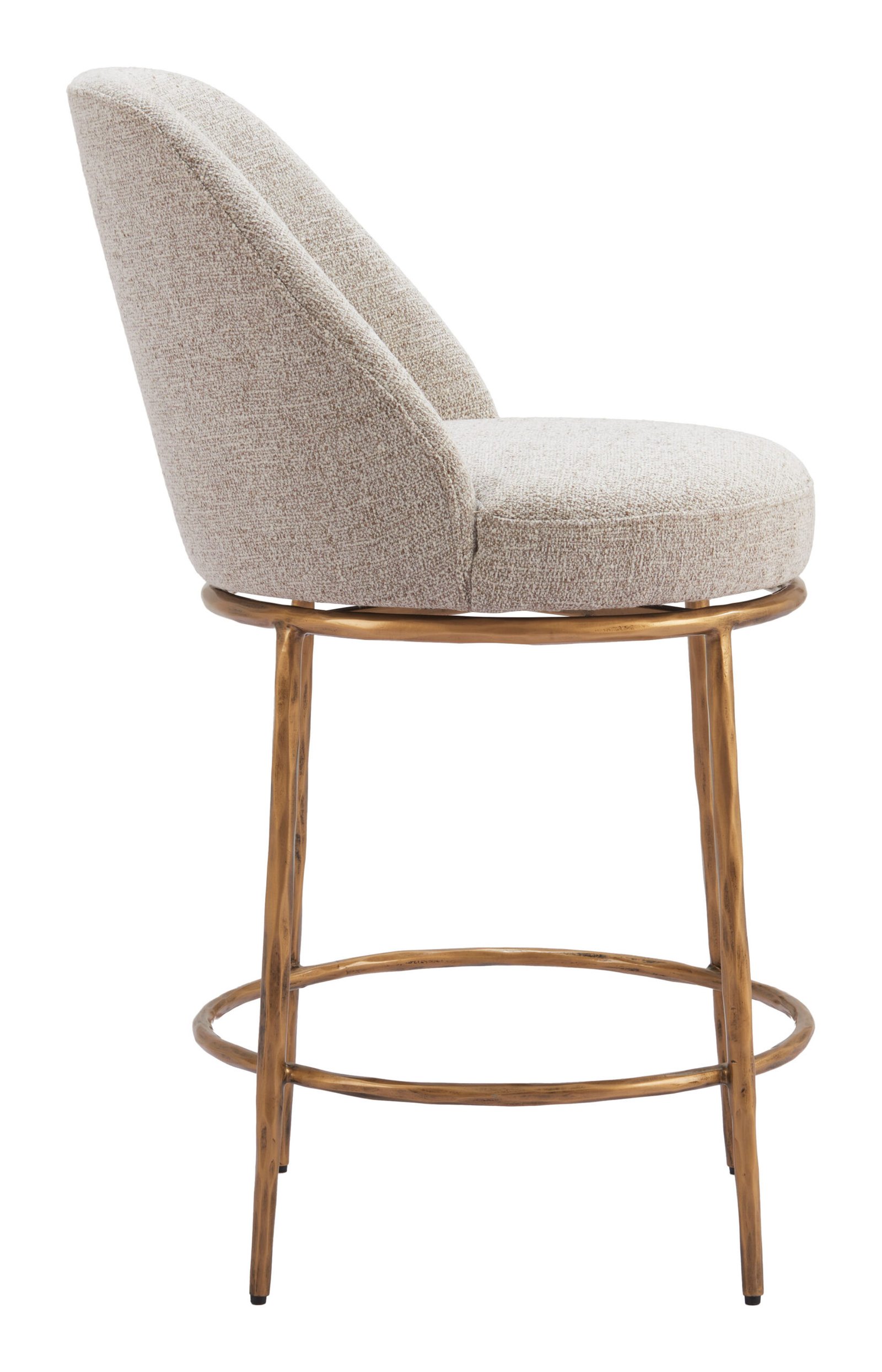 Nordhavn Swivel Counter Stool Beige & Gold - Image 3