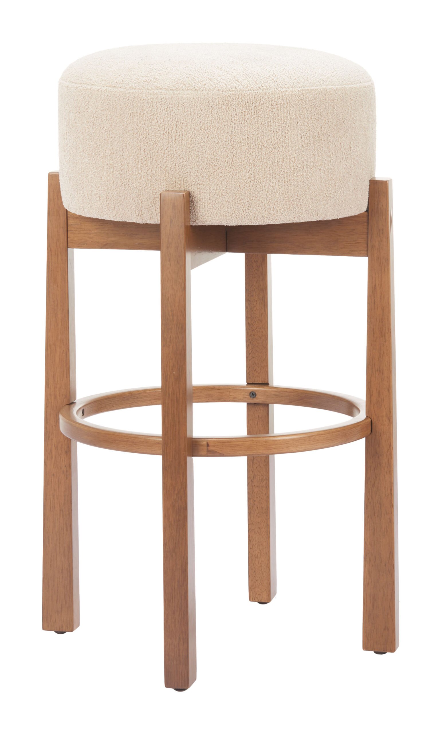 Nade Barstool (Set of 2) Beige & Walnut - Image 4