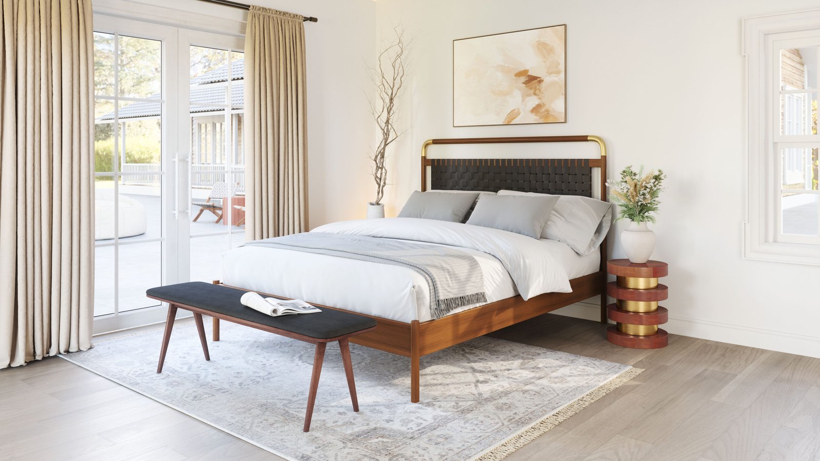 Kazwali Bench Black & Walnut - Image 2