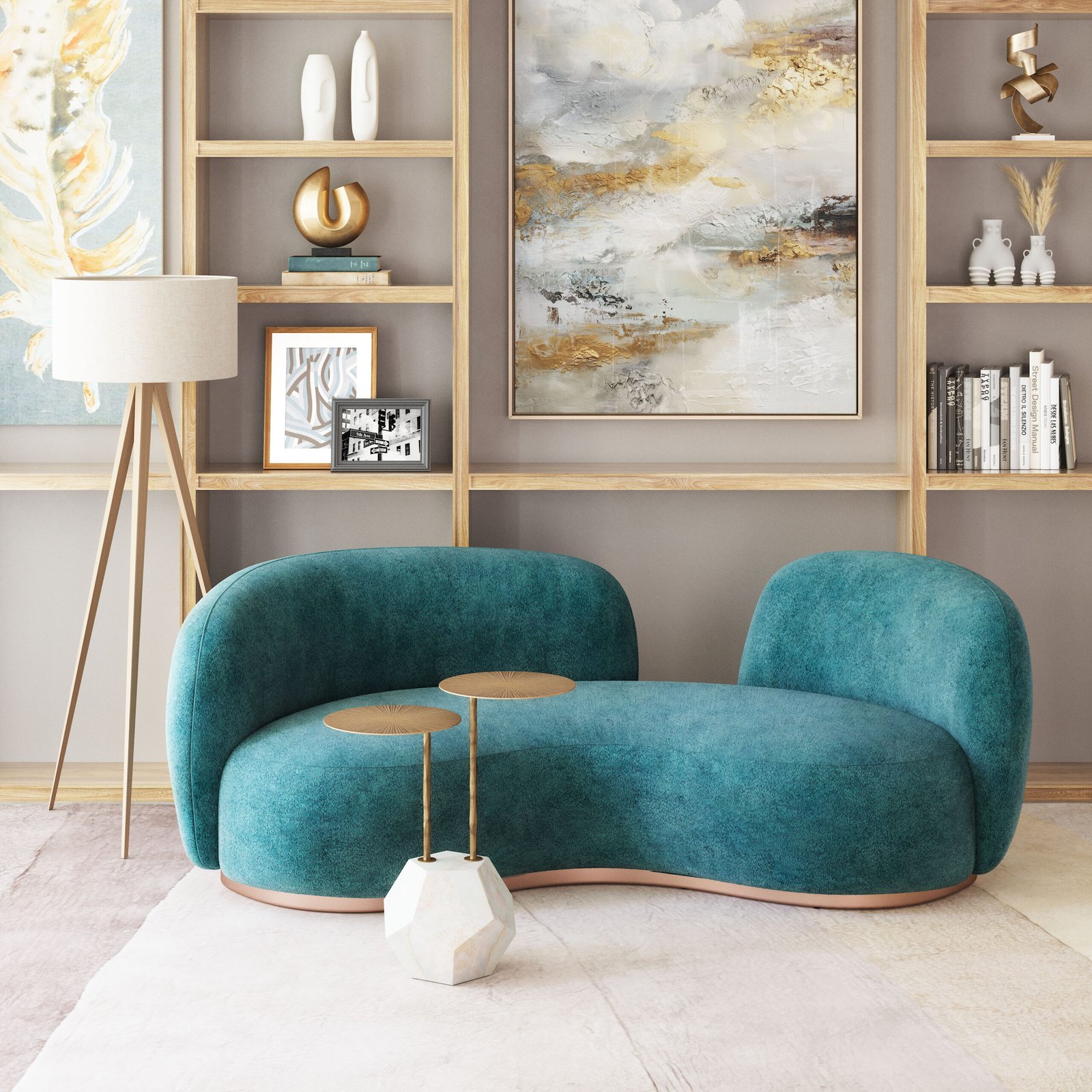 Anten Side Table Brass & White - Image 2