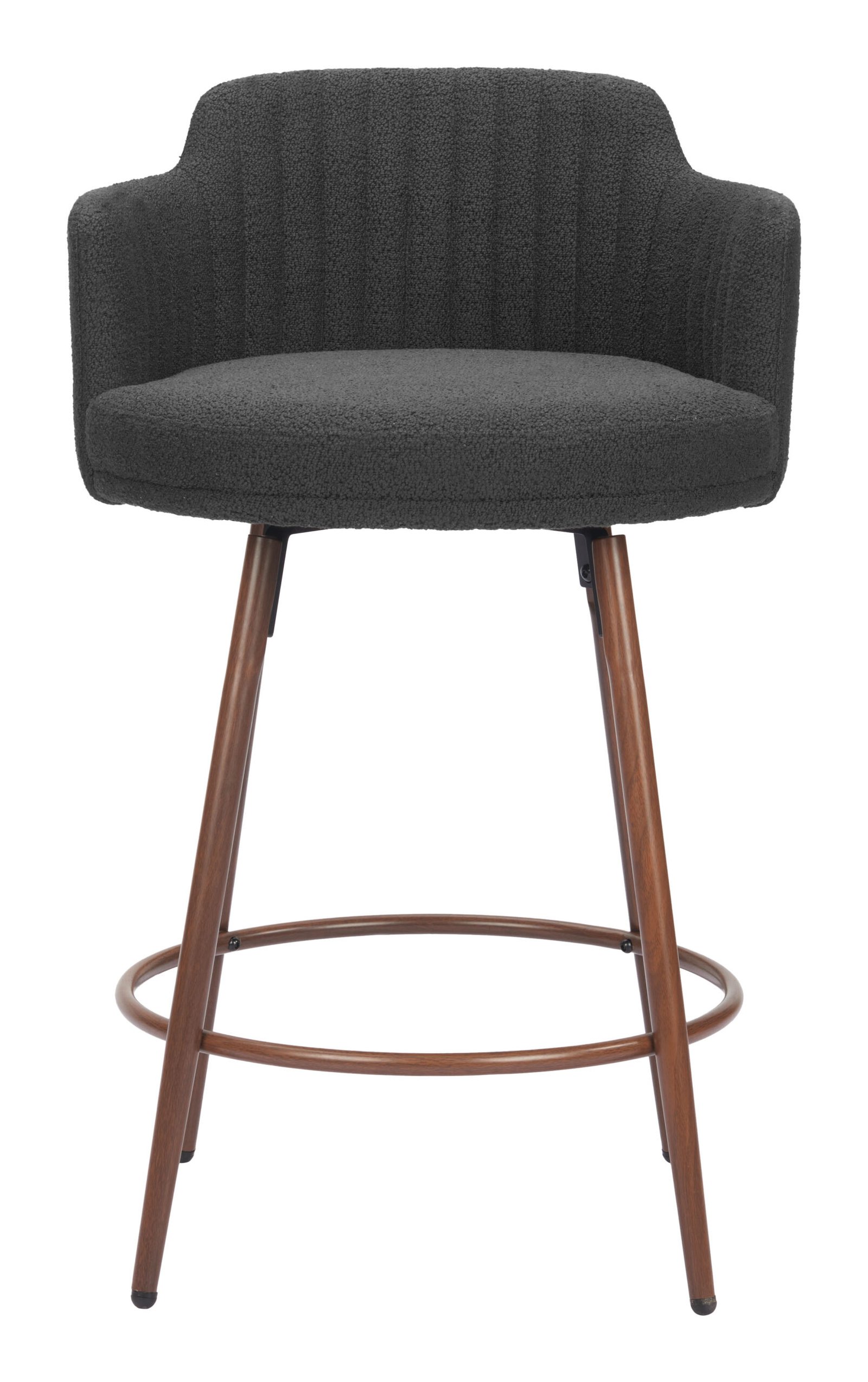 Kono Swivel Counter Stool (Set of 2) Black & Walnut - Image 3