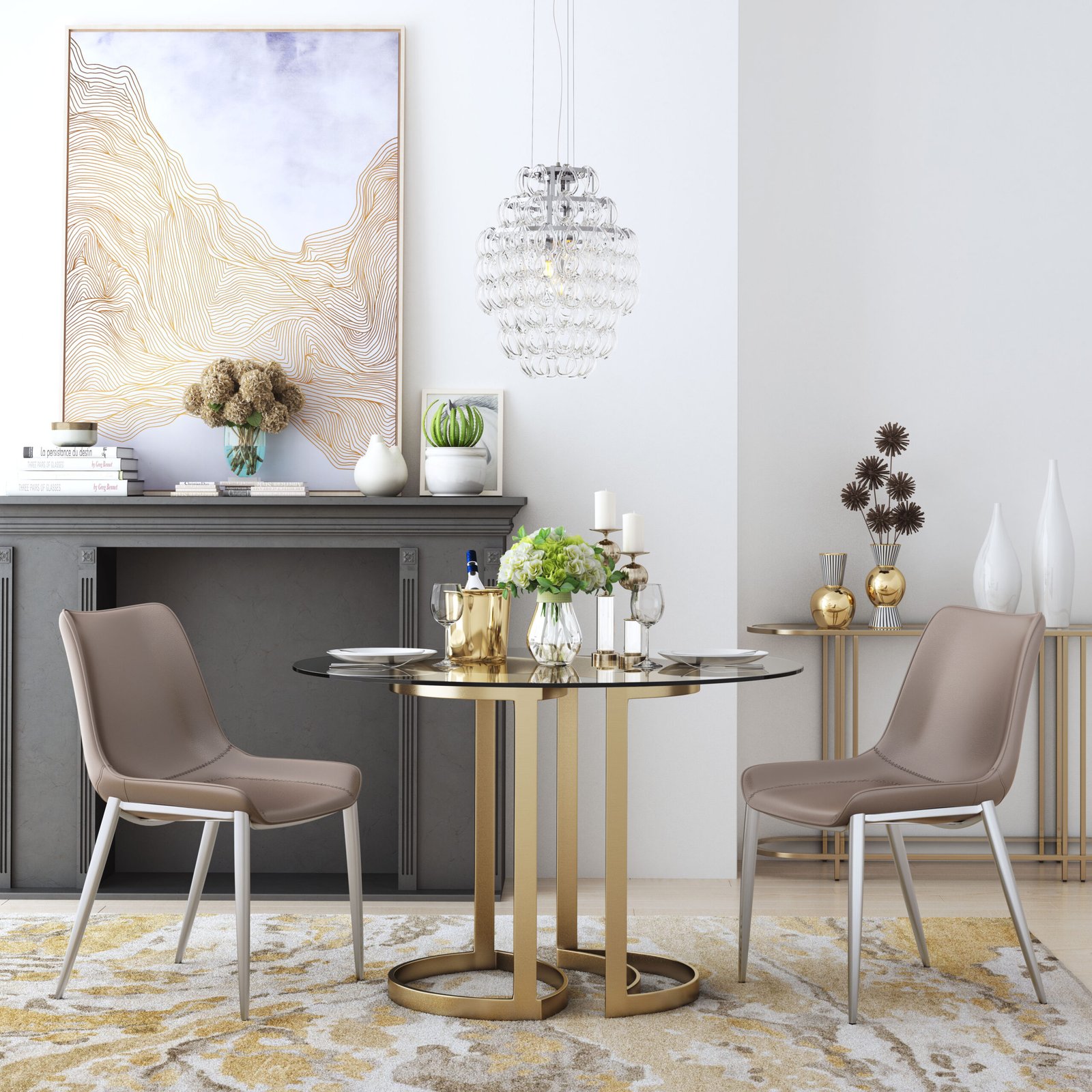 Magnus Dining Chair (Set of 2) Brown & Silver