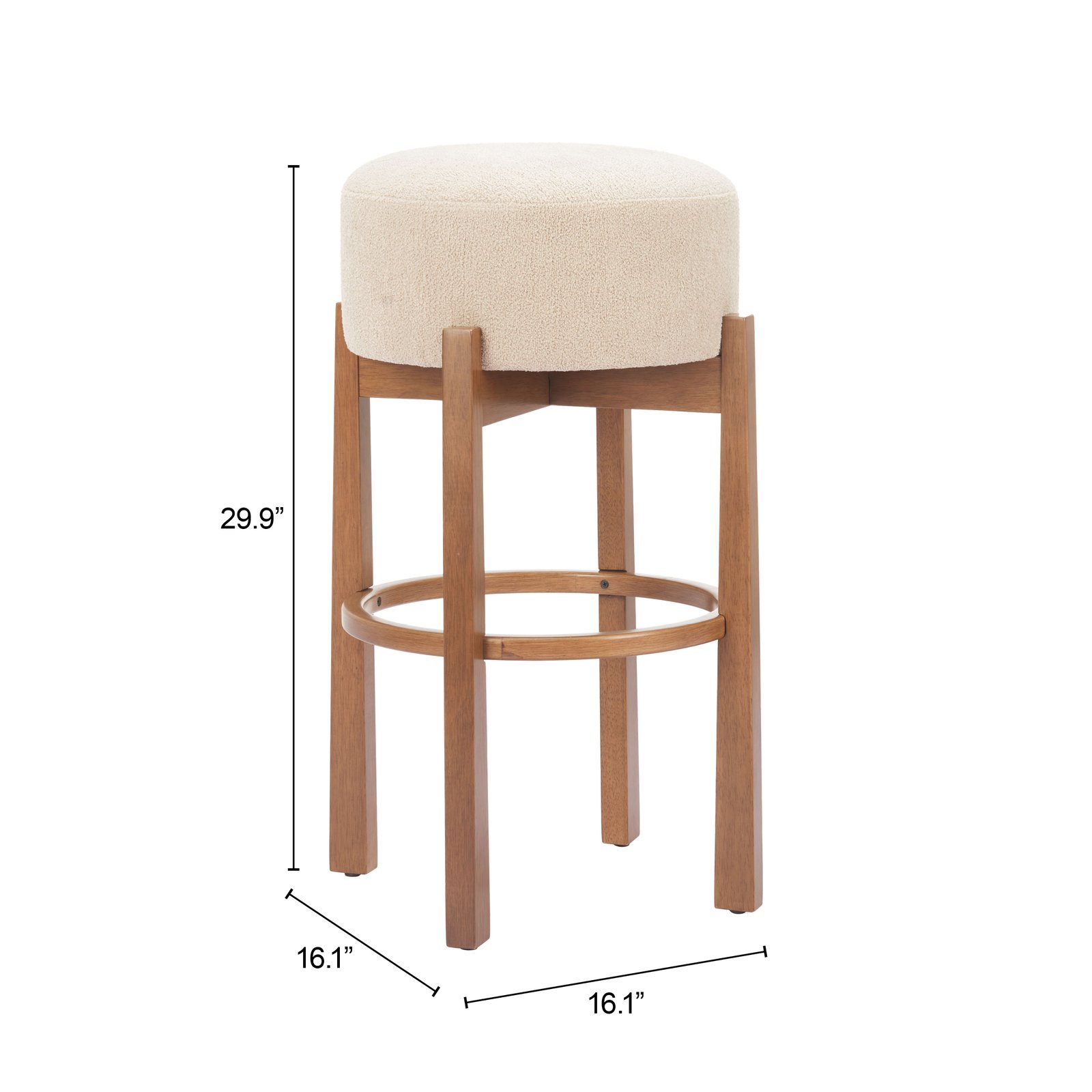 Nade Barstool (Set of 2) Beige & Walnut - Image 6