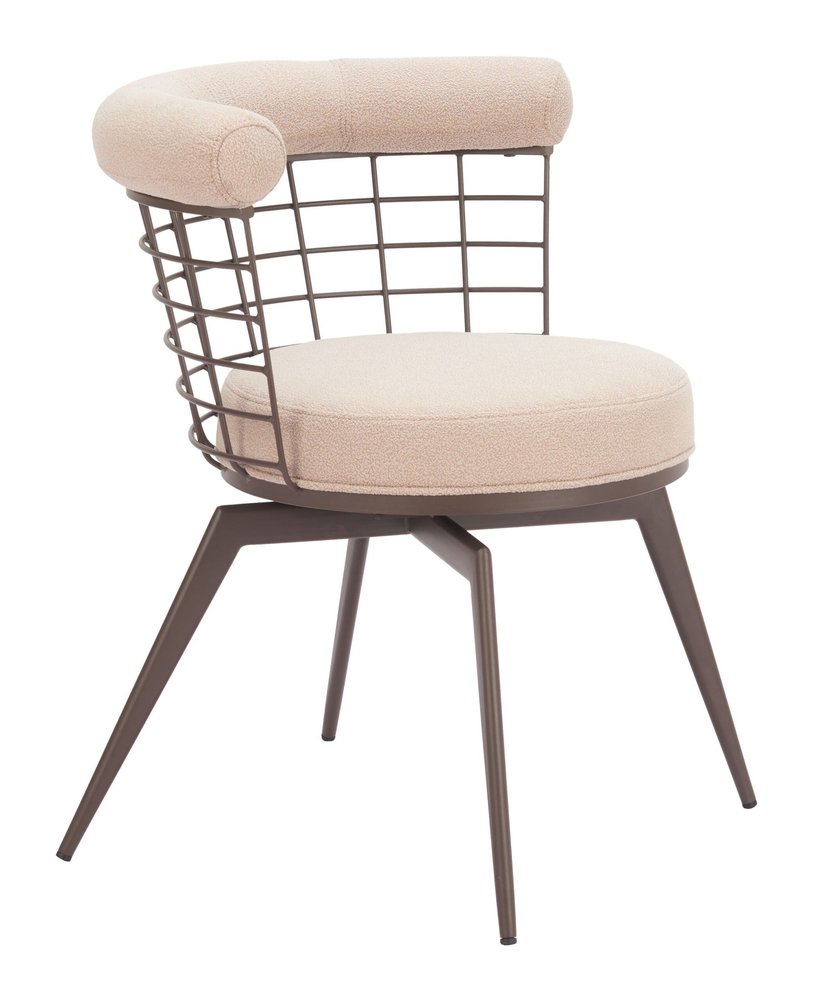 Saku Swivel Dining Chair Beige & Brown - Image 5