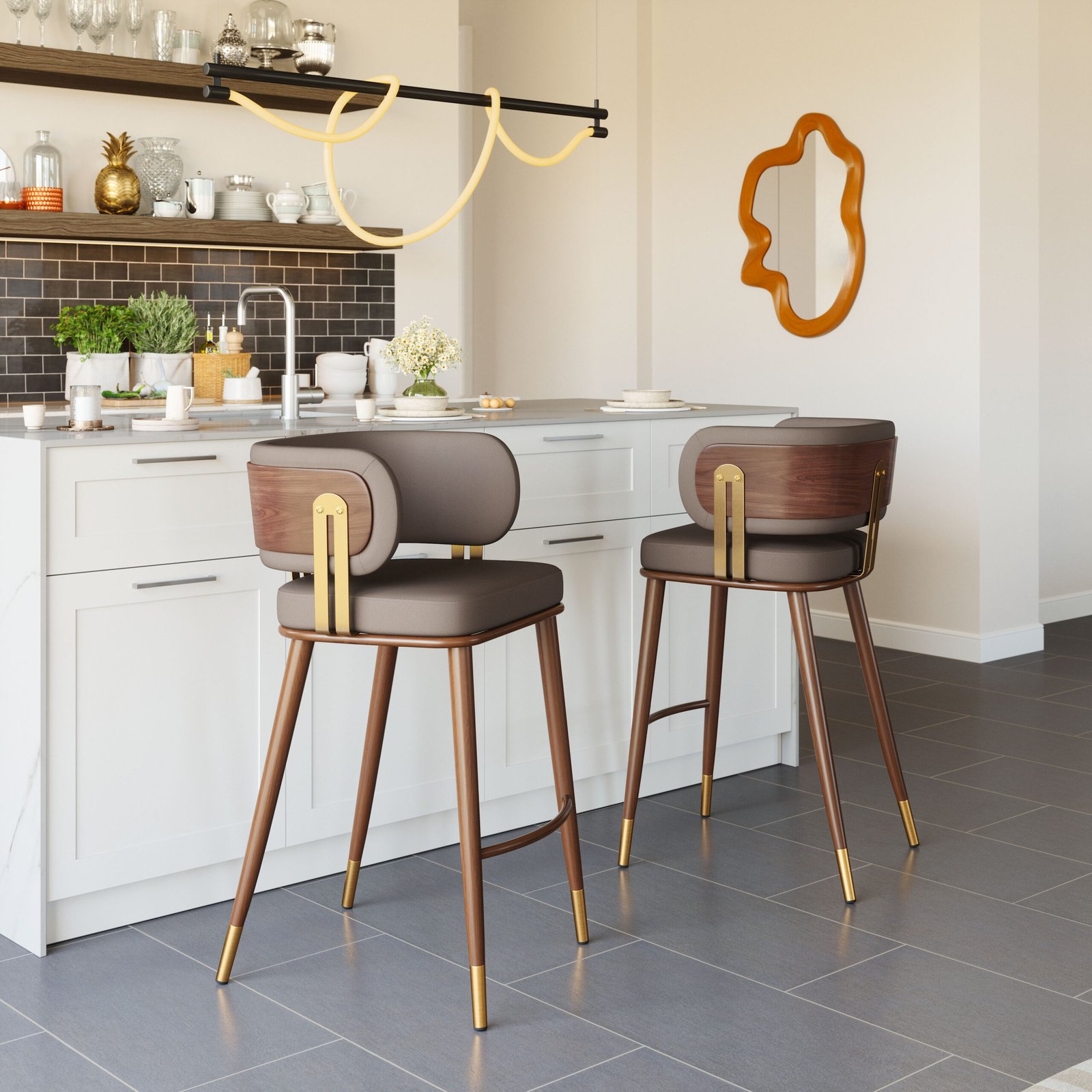 Brew Barstool Brown & Walnut - Image 2