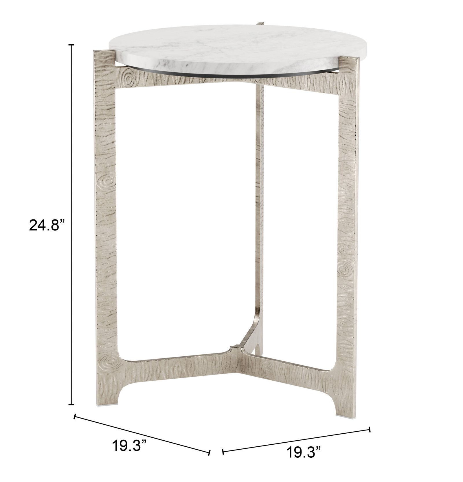Barmas Side Table White & Silver - Image 8
