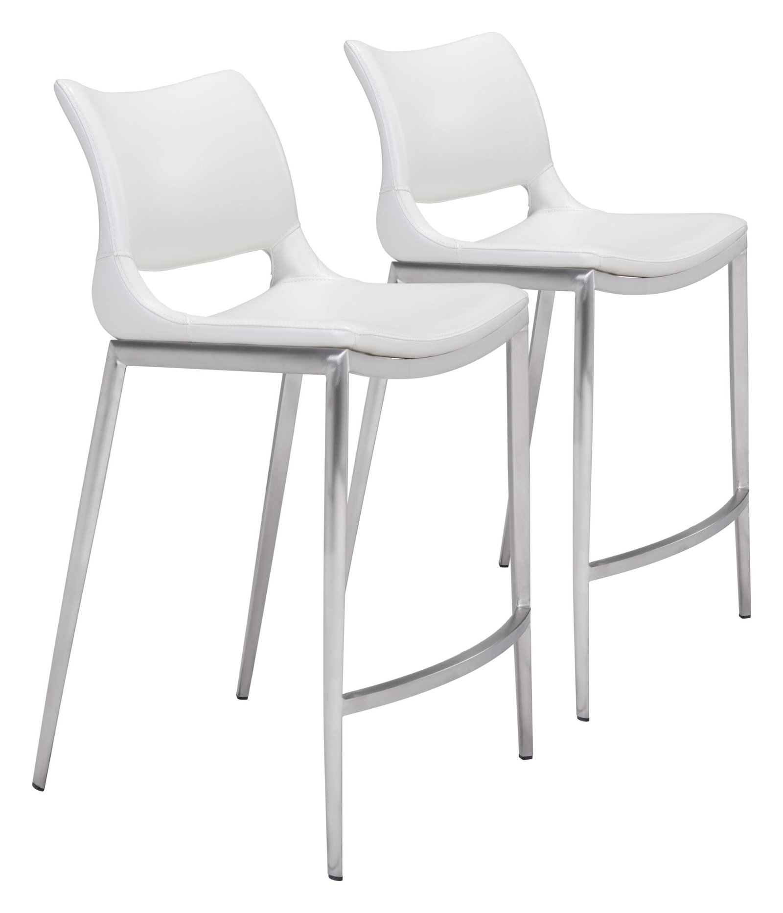 Ace Counter Stool (Set of 2) White & Silver - Image 10