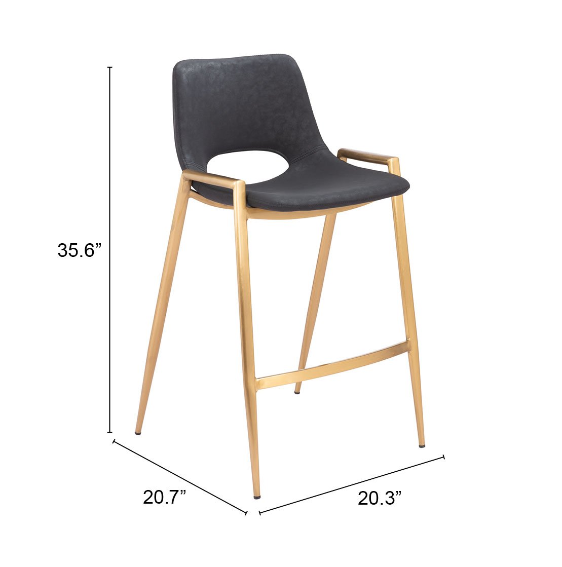Desi Counter Stool (Set of 2) Black & Gold - Image 10