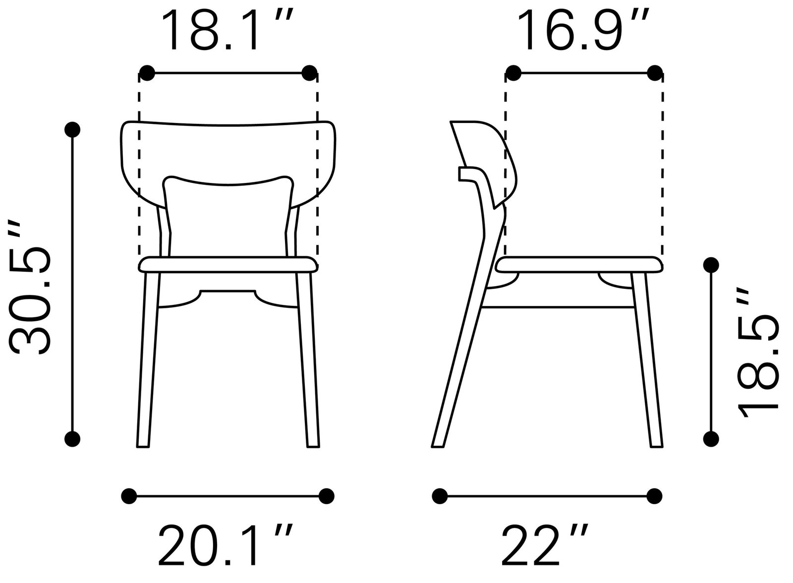 Russell Dining Chair (Set of 2) Walnut & Light Gray - Image 9