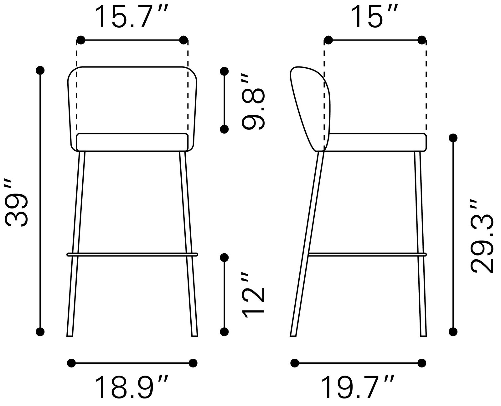 Linz Barstool (Set of 2) Gray - Image 10
