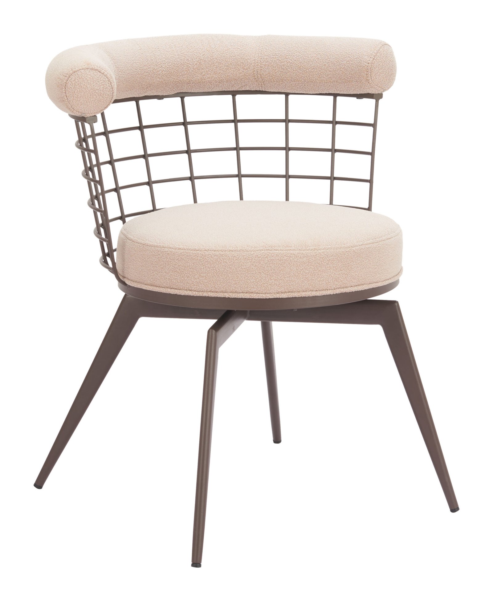 Saku Swivel Dining Chair Beige & Brown - Image 10