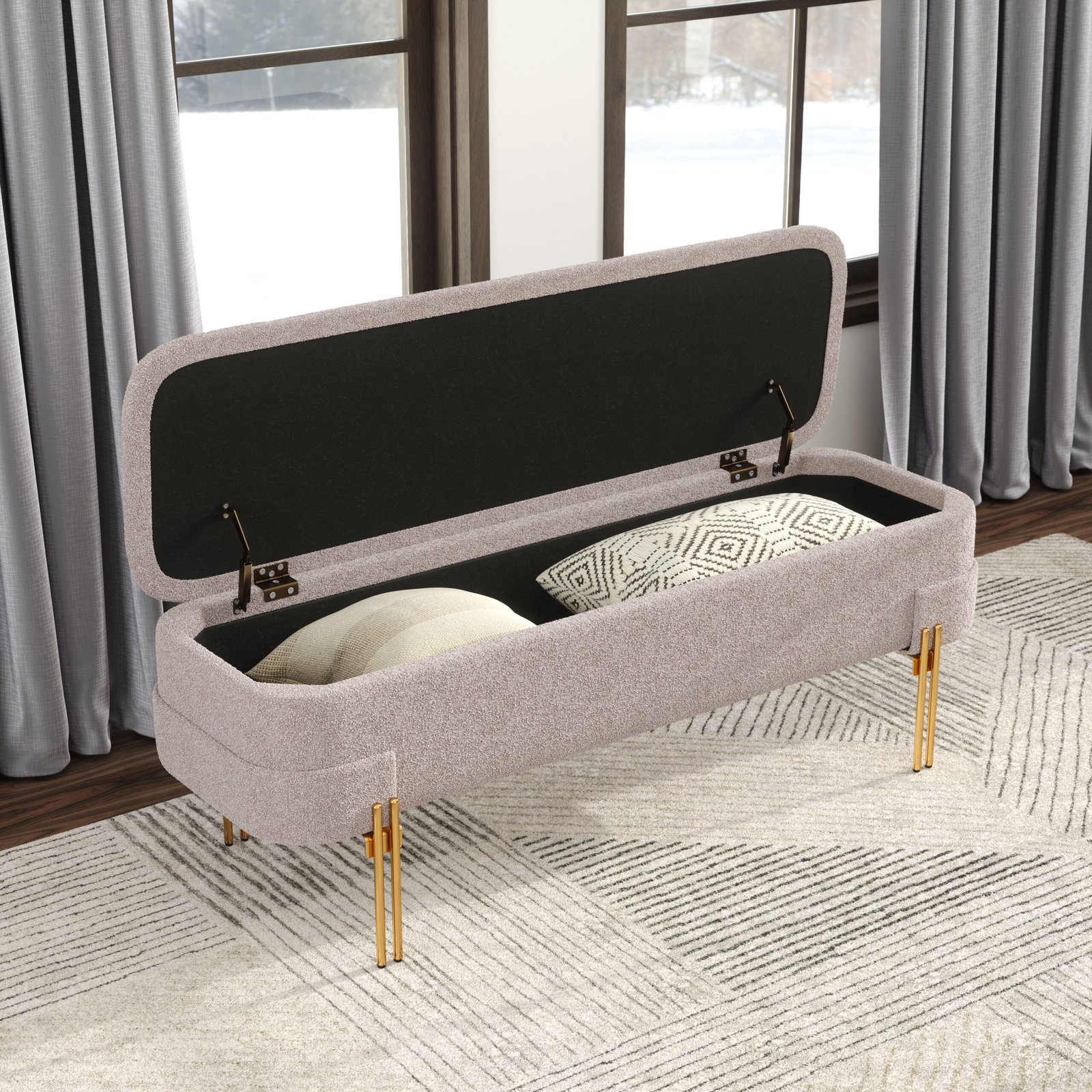 Lebreton Storage Bench Oatmeal Beige - Image 2