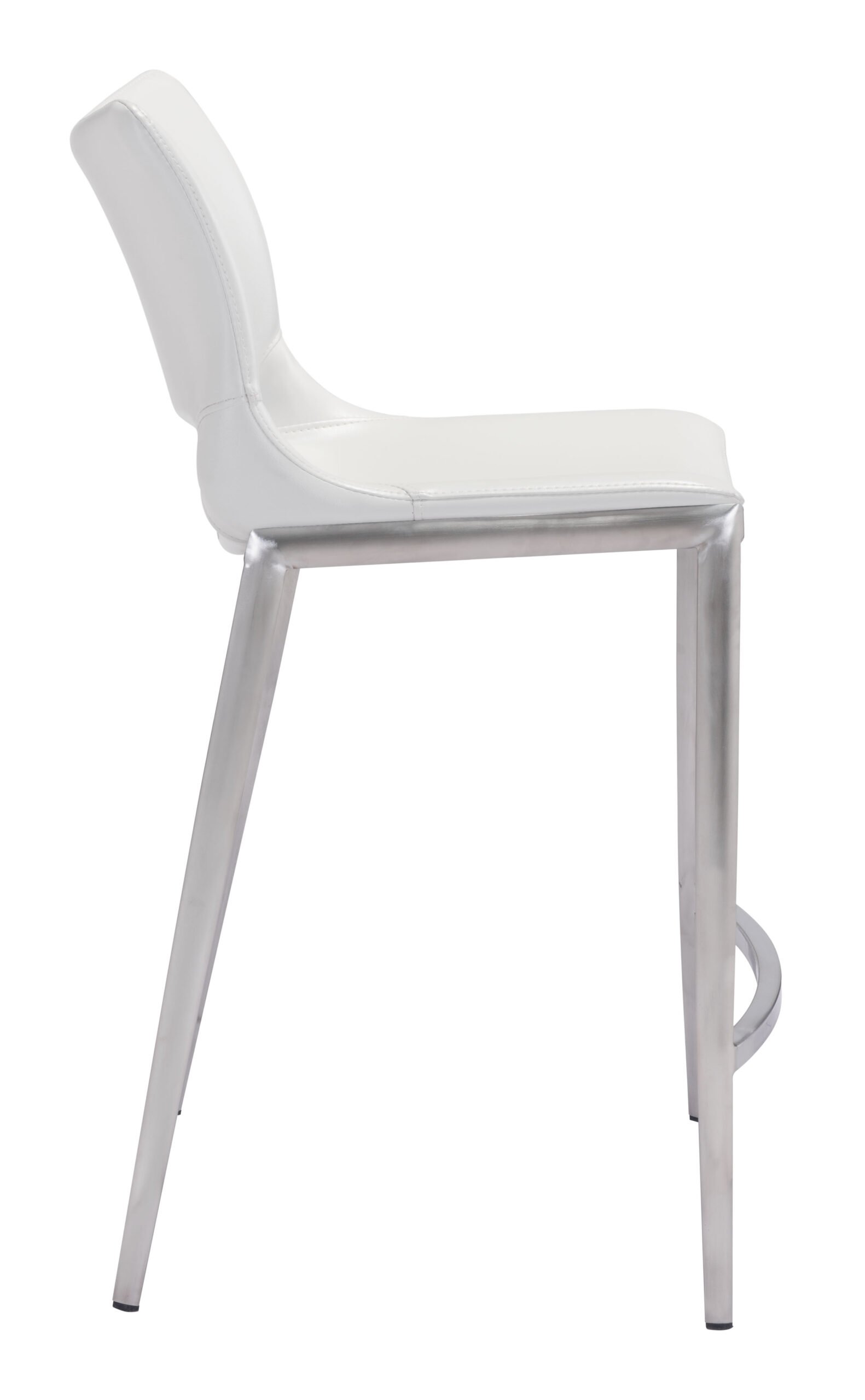 Ace Counter Stool (Set of 2) White & Silver - Image 3