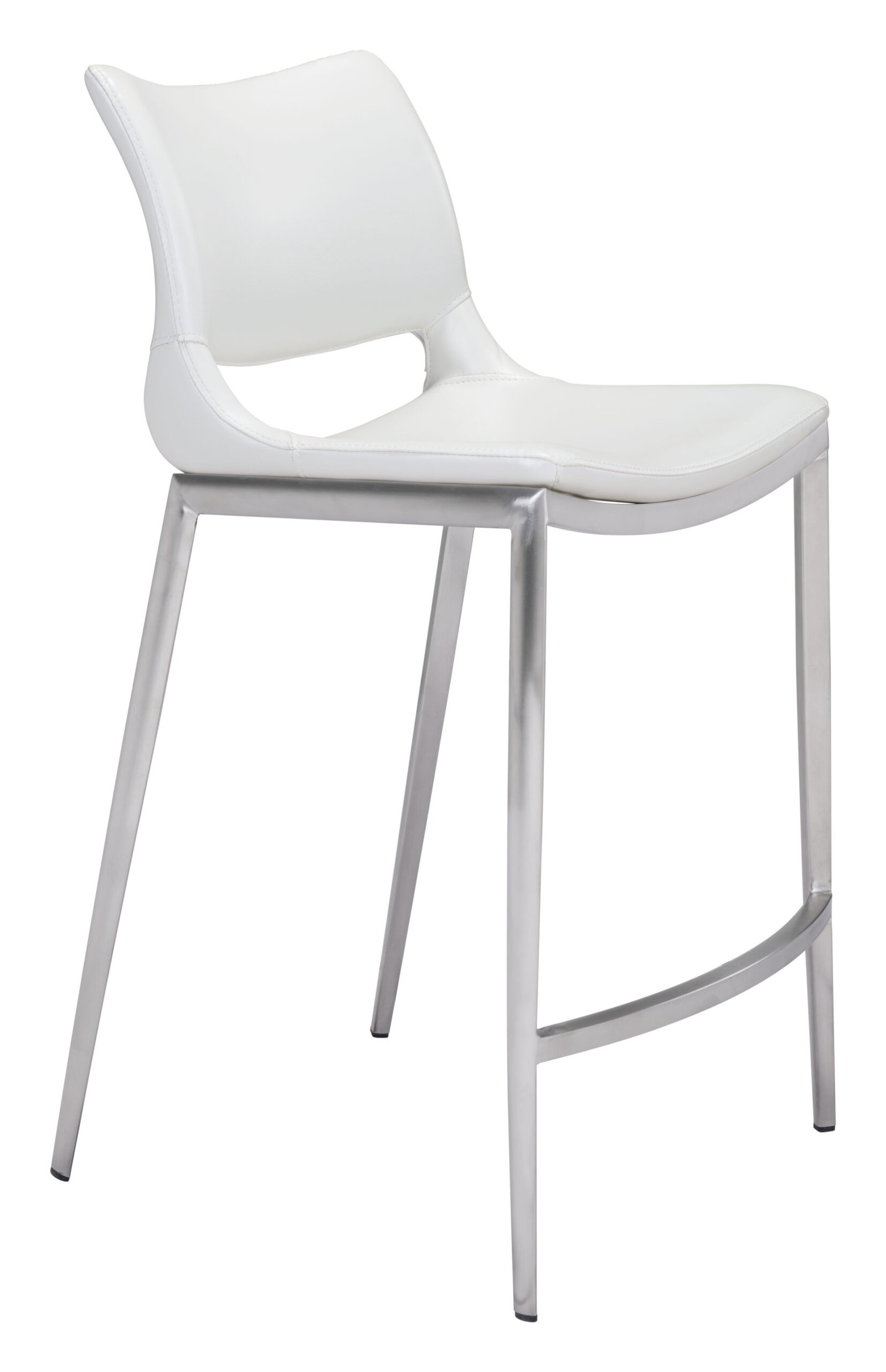 Ace Counter Stool (Set of 2) White & Silver - Image 2