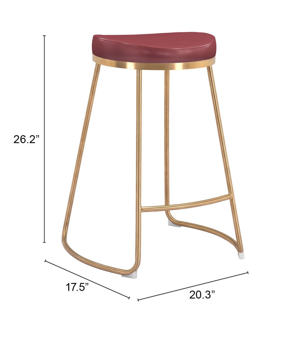 Bree Counter Stool (Set of 2) Burgundy & Gold - Image 11