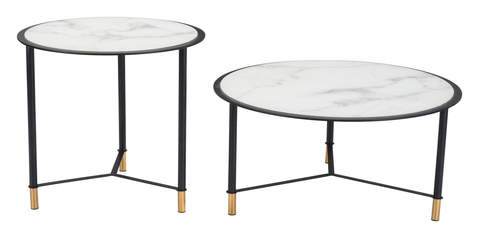 Davis Coffee Table Set (2-Piece) White & Black - Image 5