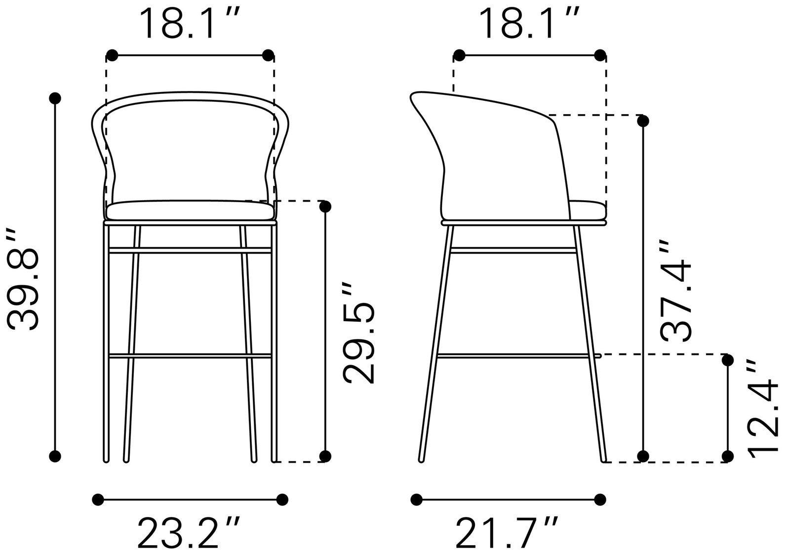 Freycinet Barstool (Set of 2) Black - Image 10