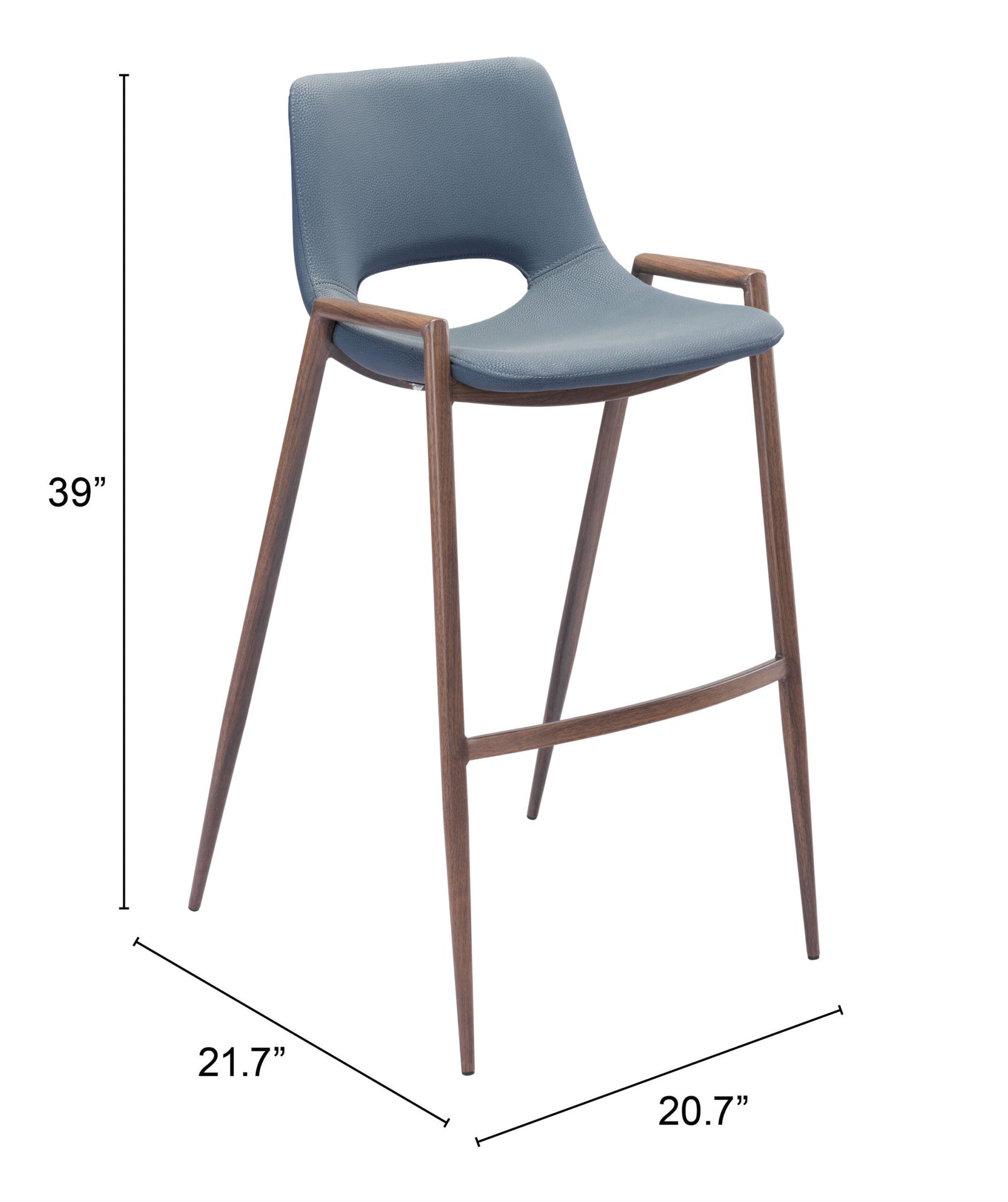 Desi Barstool (Set of 2) Azure Gray & Walnut - Image 10