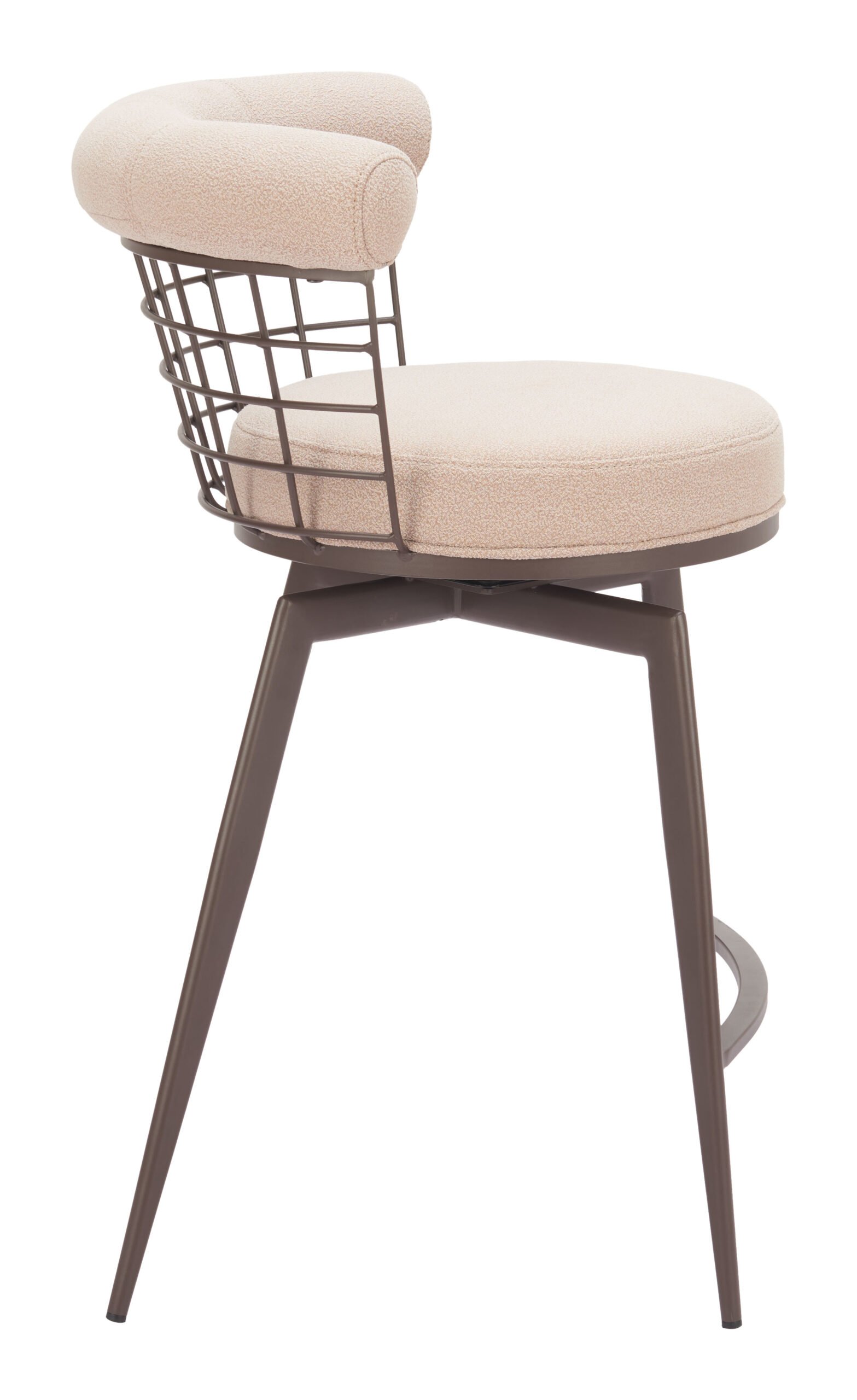 Saku Swivel Counter Stool Beige & Brown - Image 2