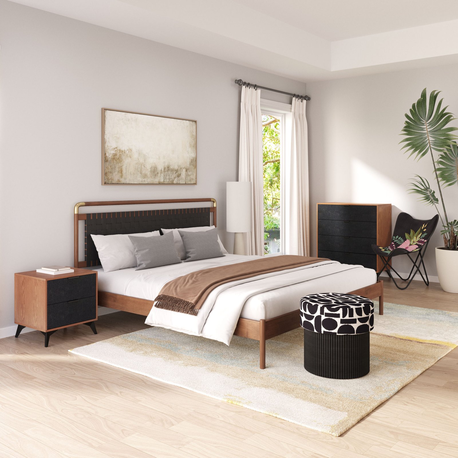 Zarif Nightstand Black & Walnut - Image 2