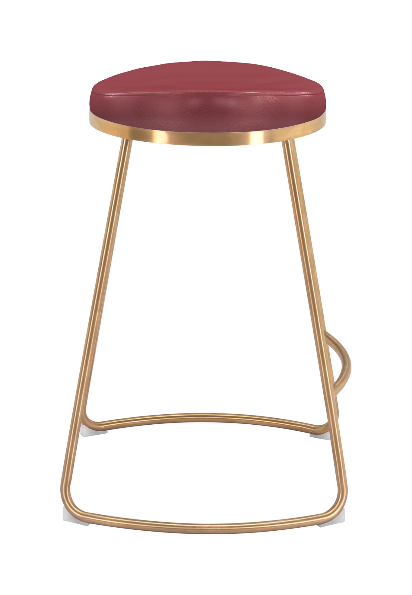 Bree Counter Stool (Set of 2) Burgundy & Gold - Image 4