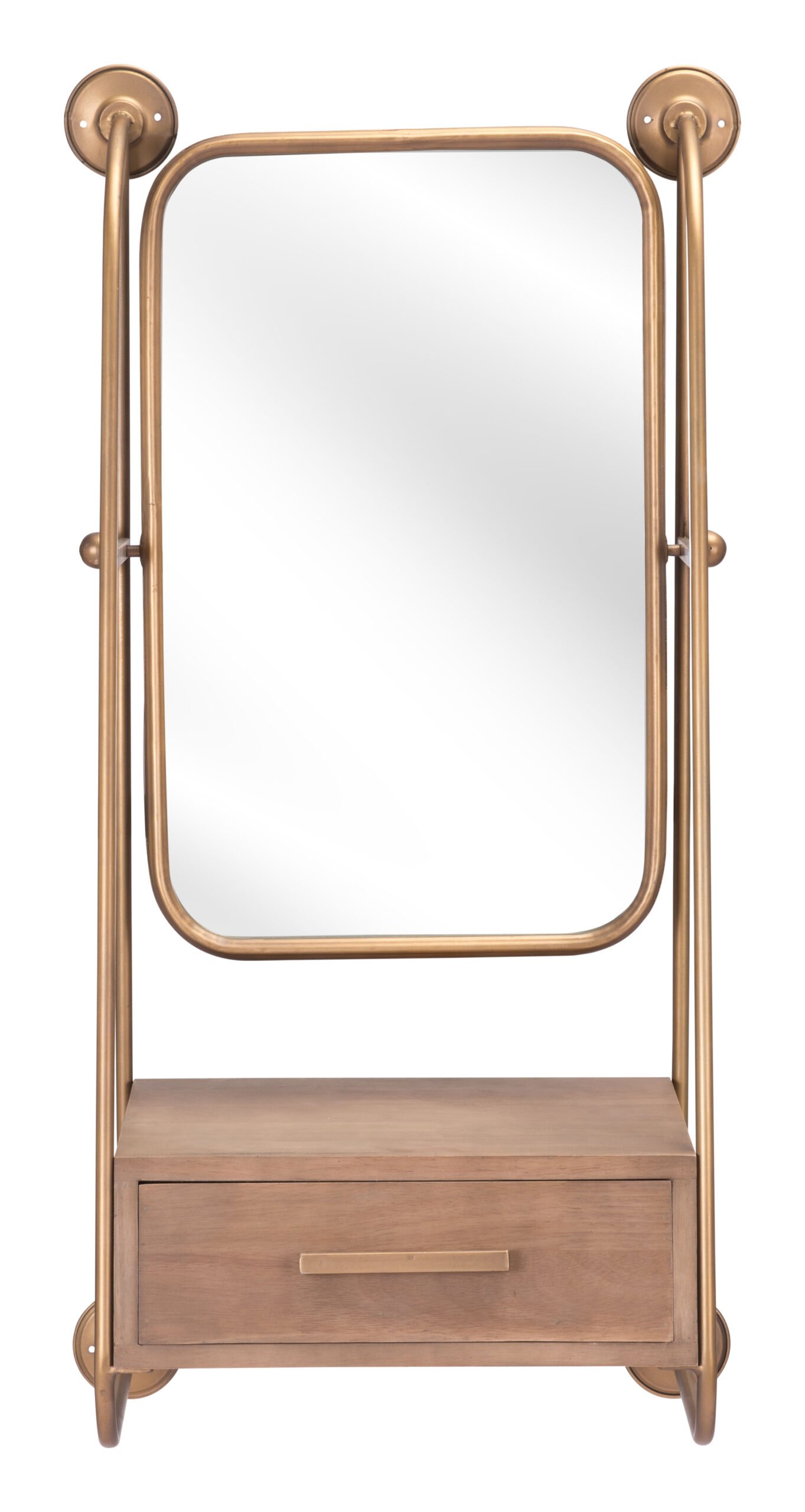 Peralta Mirror Shelf Brass & Brown - Image 3