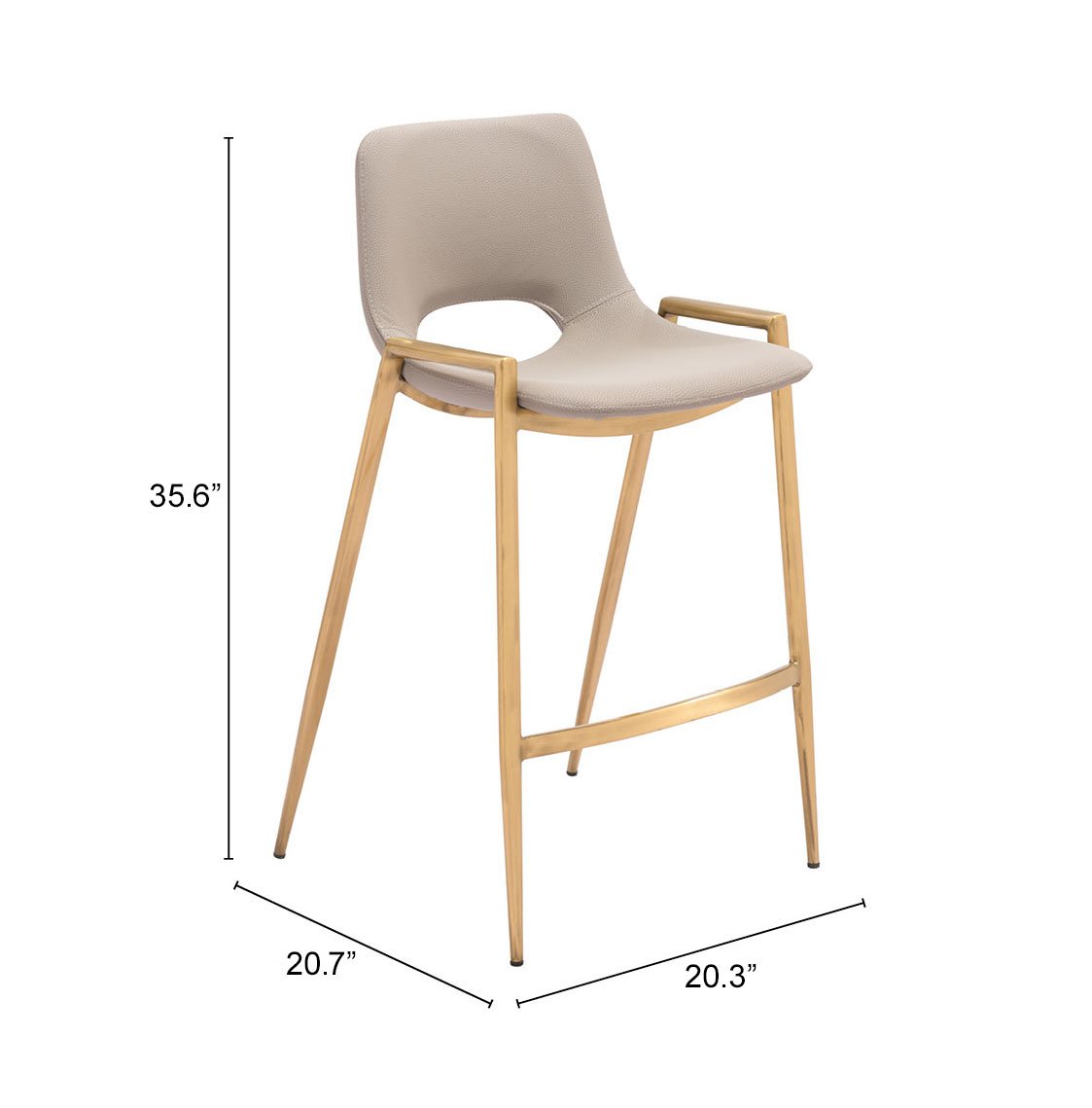 Desi Counter Stool (Set of 2) Beige & Gold - Image 10