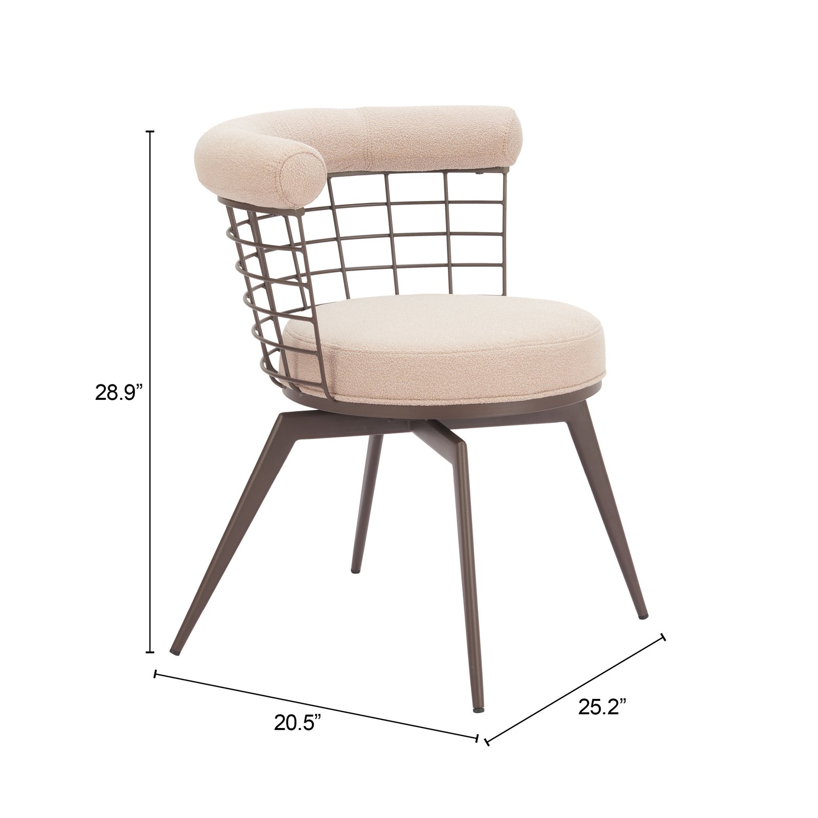 Saku Swivel Dining Chair Beige & Brown - Image 12