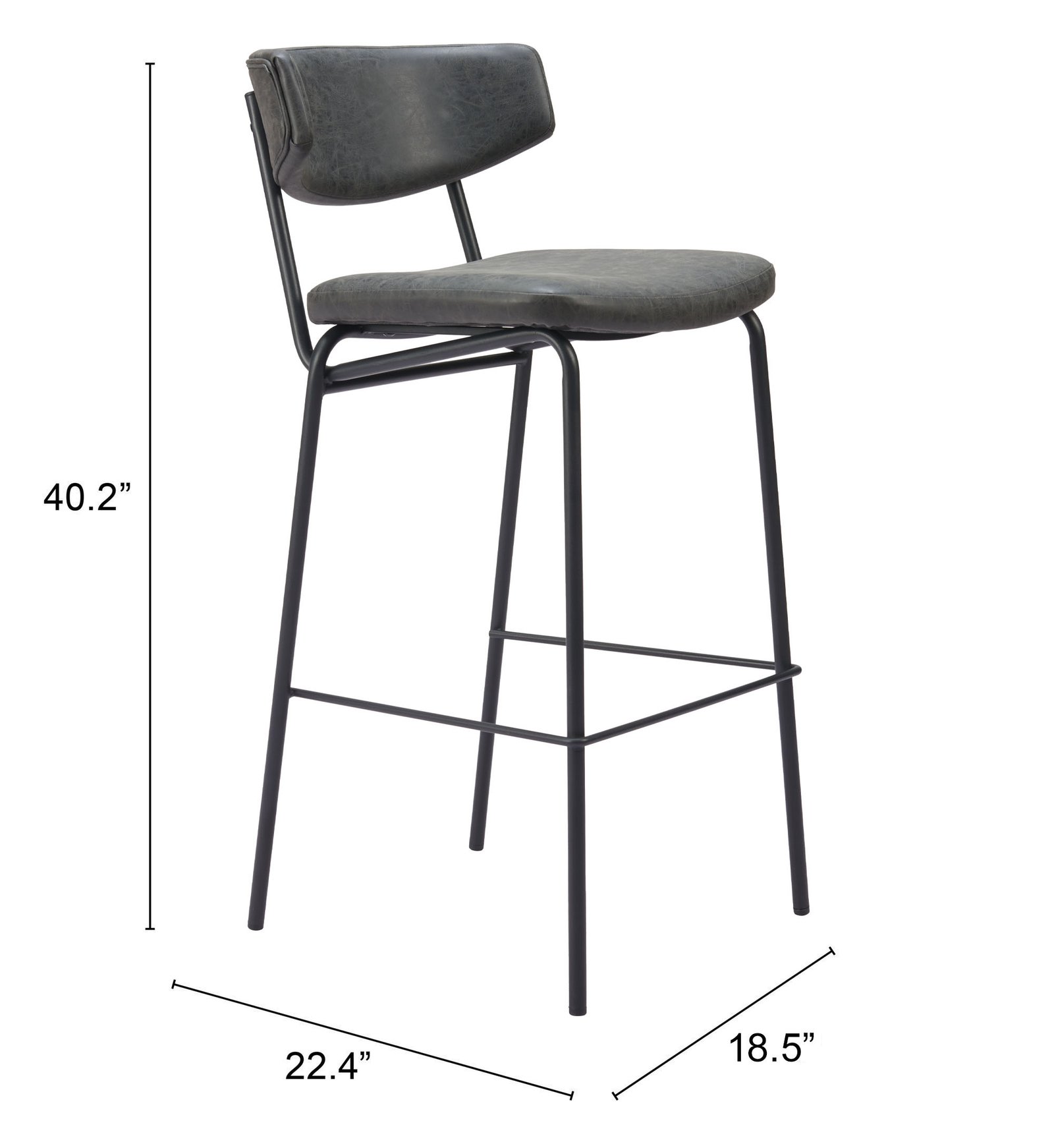 Charon Barstool (Set of 2) Vintage Black - Image 10