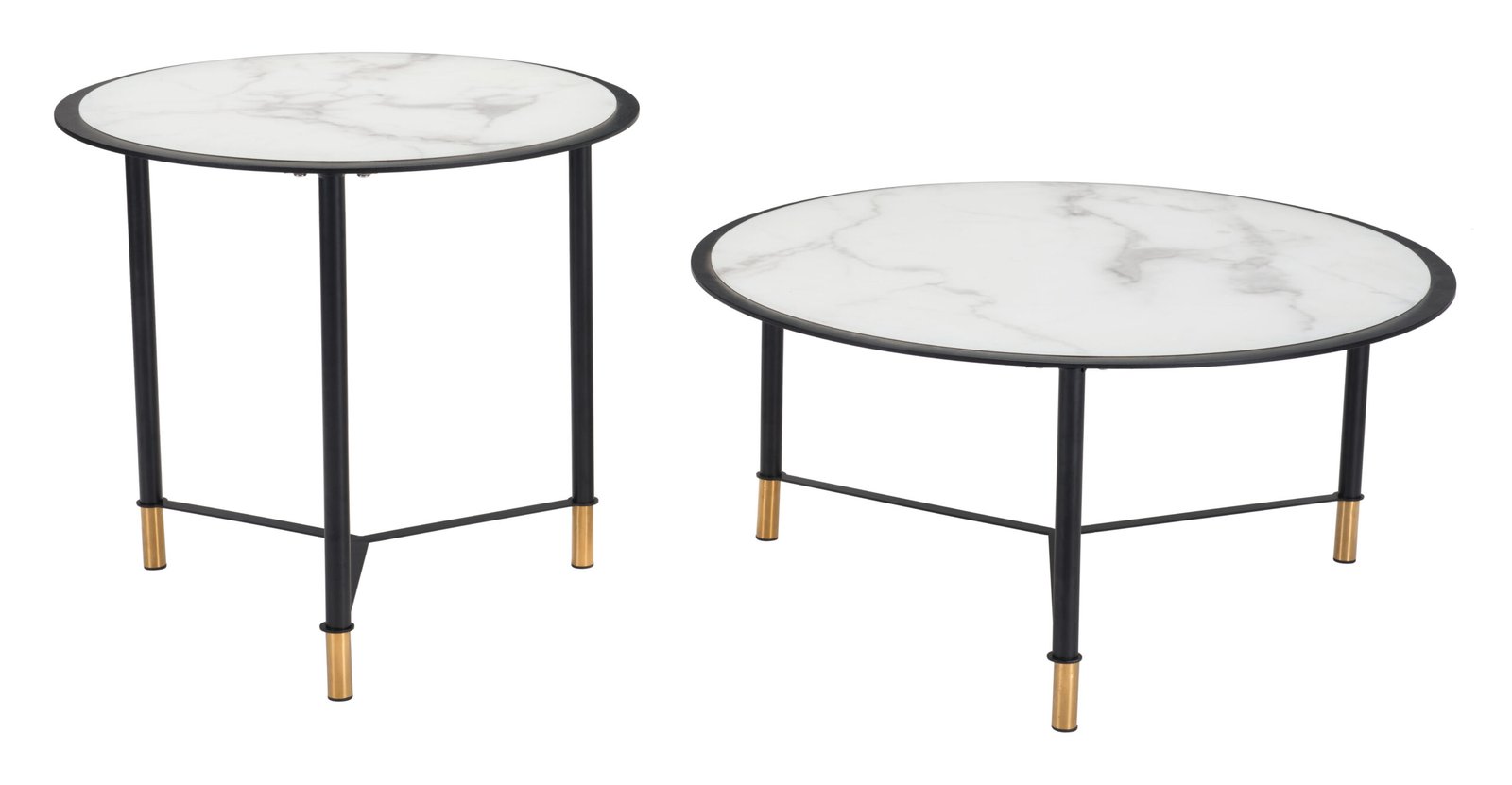 Davis Coffee Table Set (2-Piece) White & Black - Image 4
