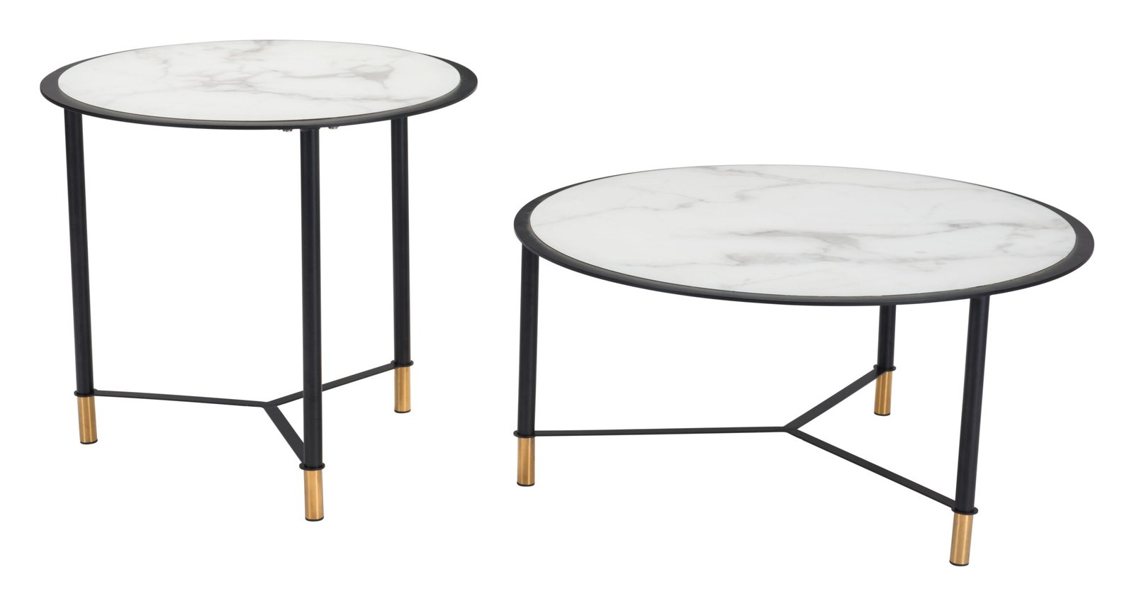 Davis Coffee Table Set (2-Piece) White & Black - Image 3