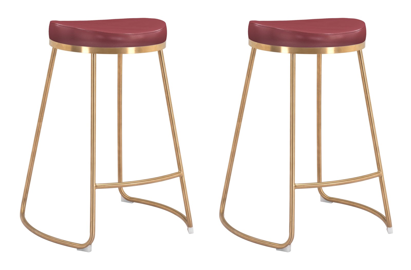Bree Counter Stool (Set of 2) Burgundy & Gold - Image 12