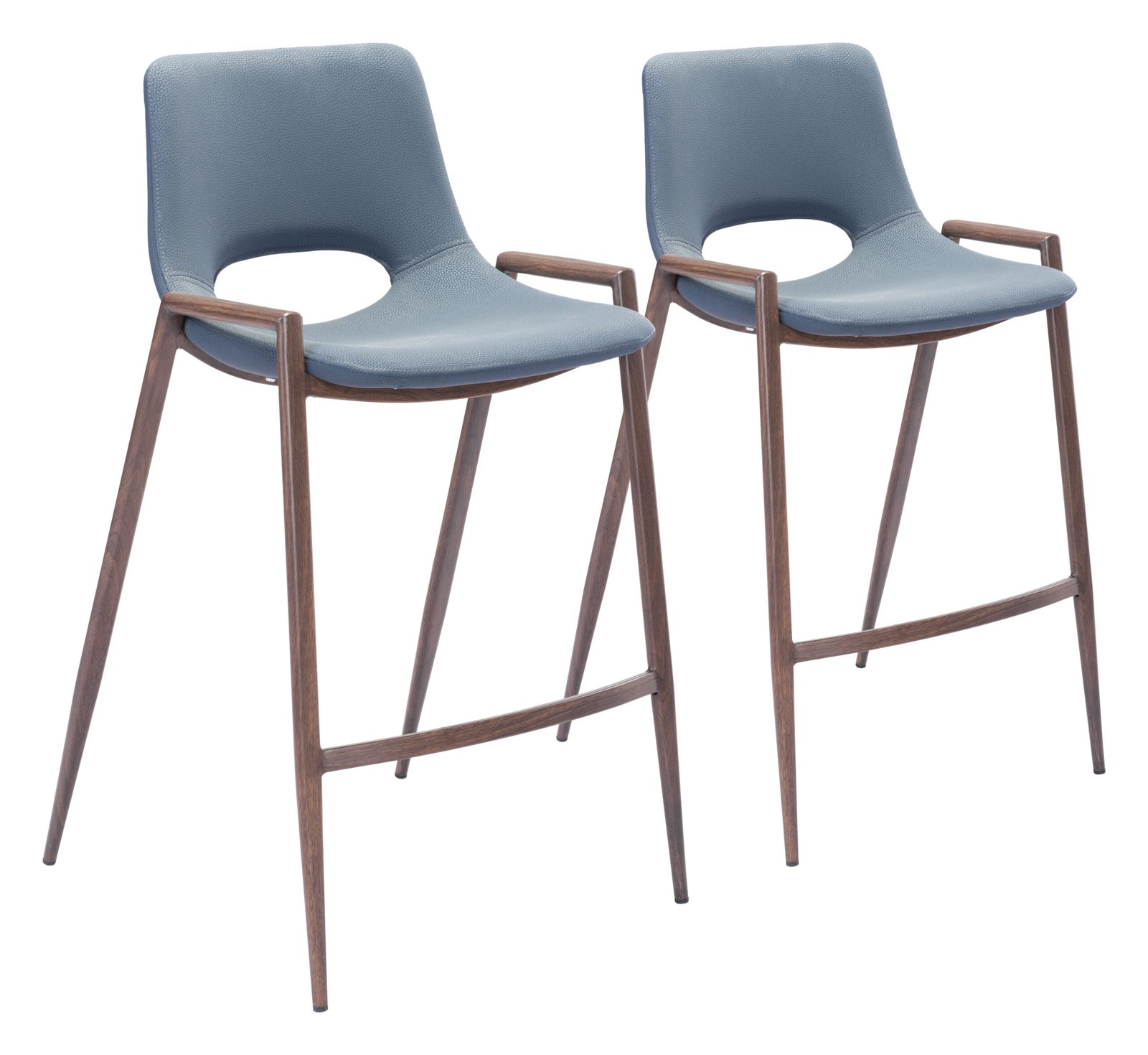 Desi Counter Stool (Set of 2) Azure Gray & Walnut - Image 11