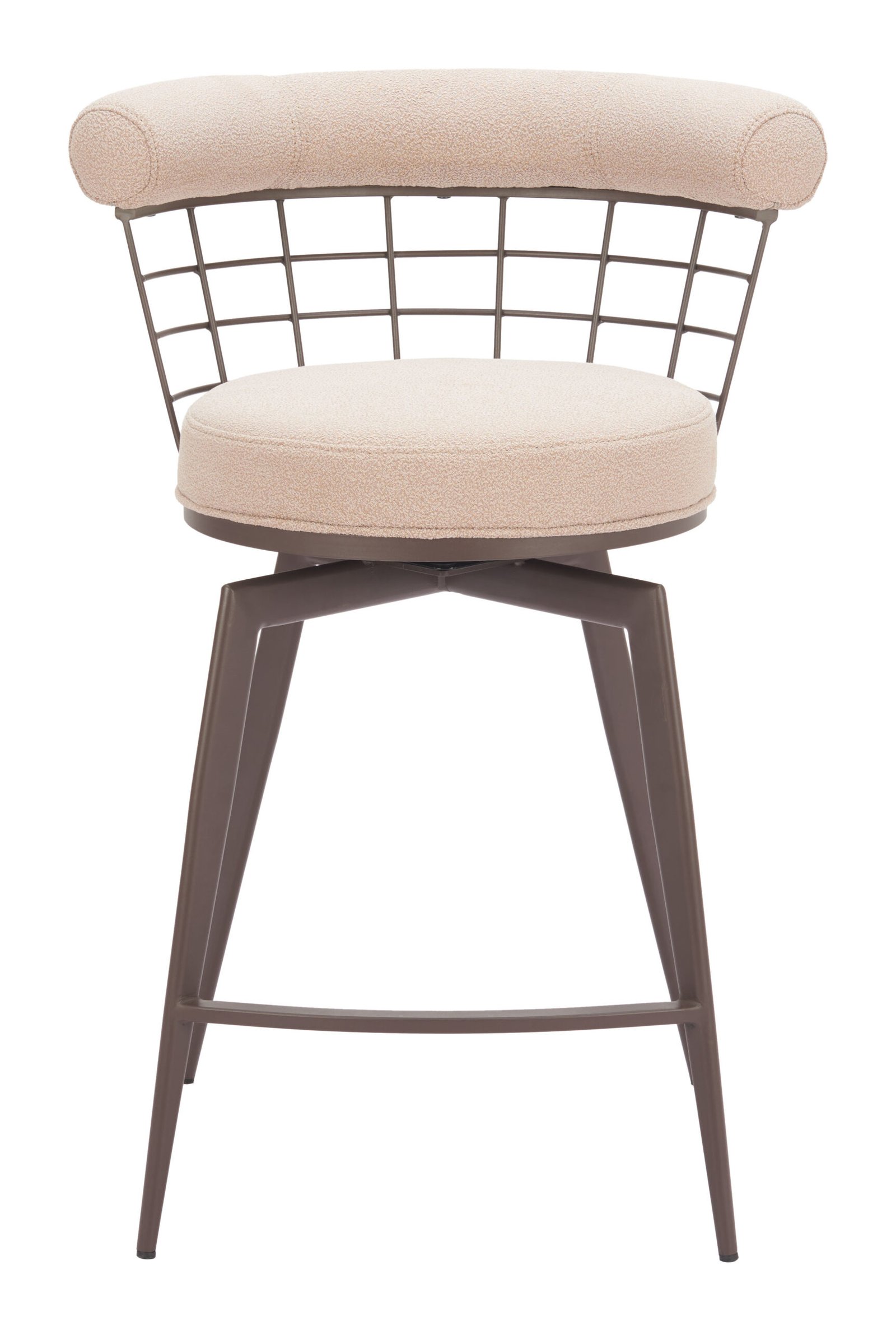 Saku Swivel Counter Stool Beige & Brown - Image 3